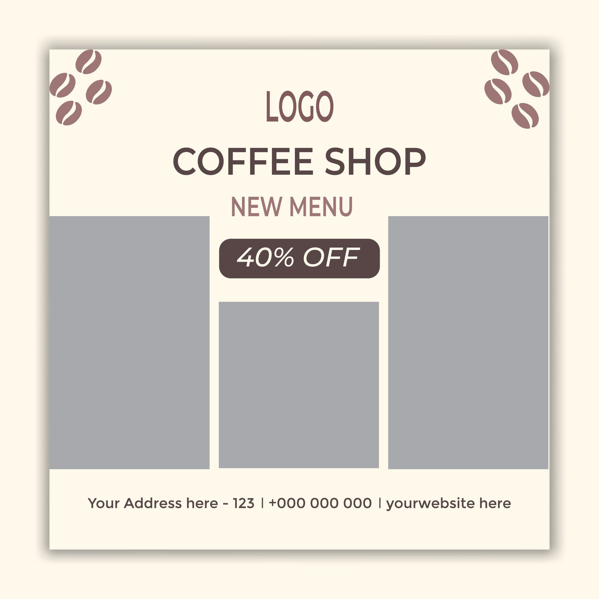 coffee drink menu sale promotional social media post banner template Free Vector