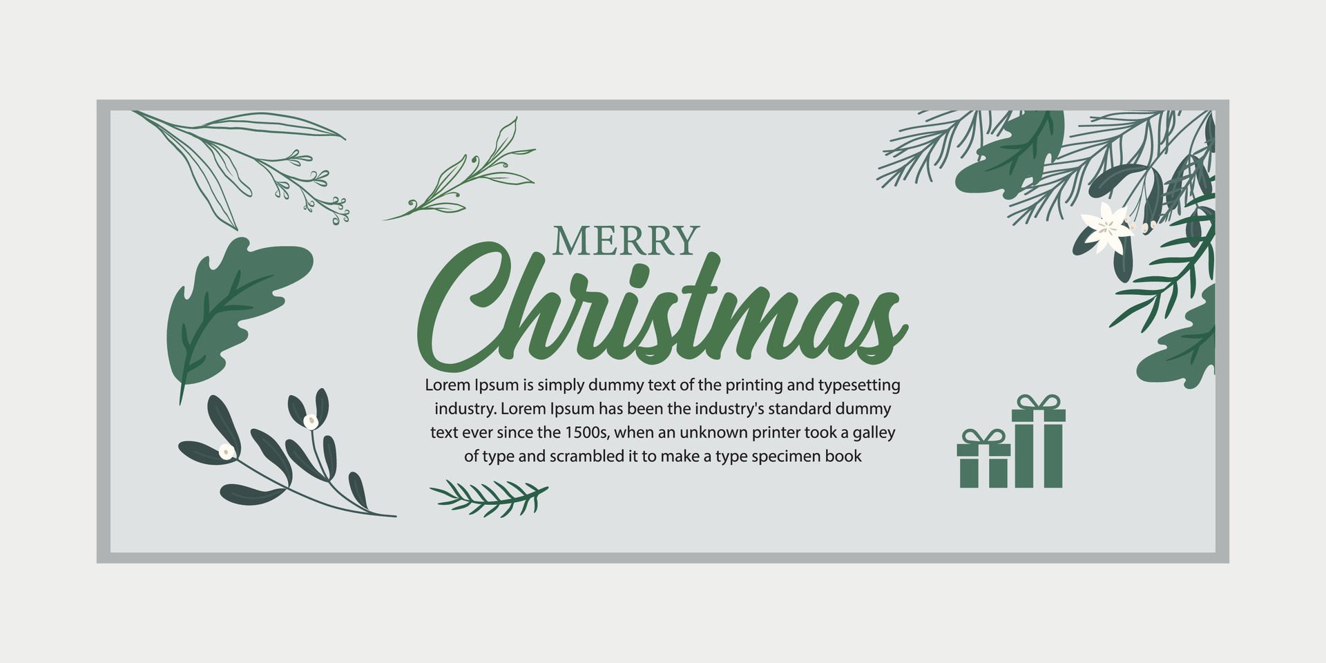 merry christmas banner set and happy new year banner, social media cover and web banner,Merry Christmas design for greeting card, Free Vector