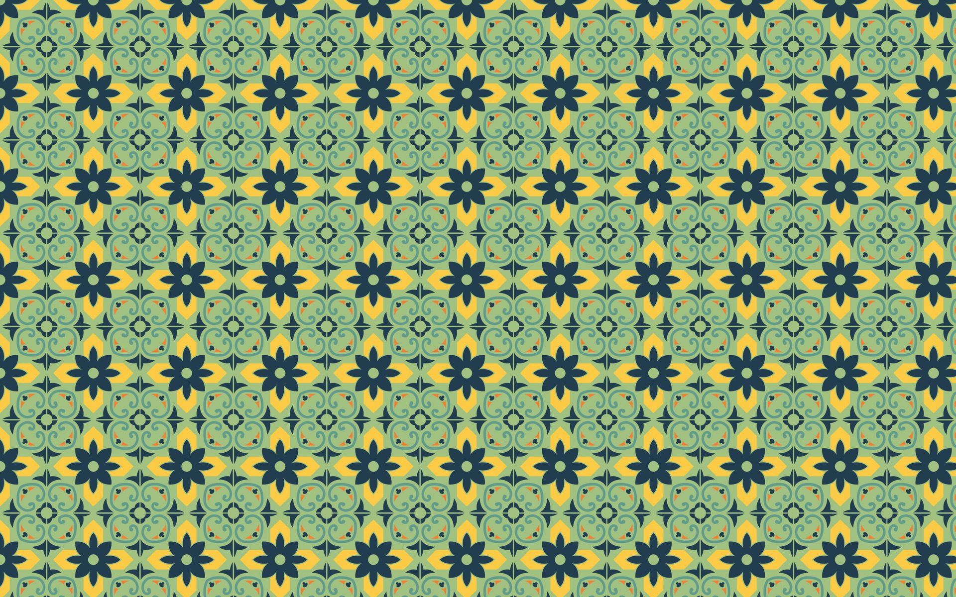 Soft Green and Yellow Seamless Azulejo Floor Tile Oriental Vintage Seamless Pattern Floral Textures Free Vector