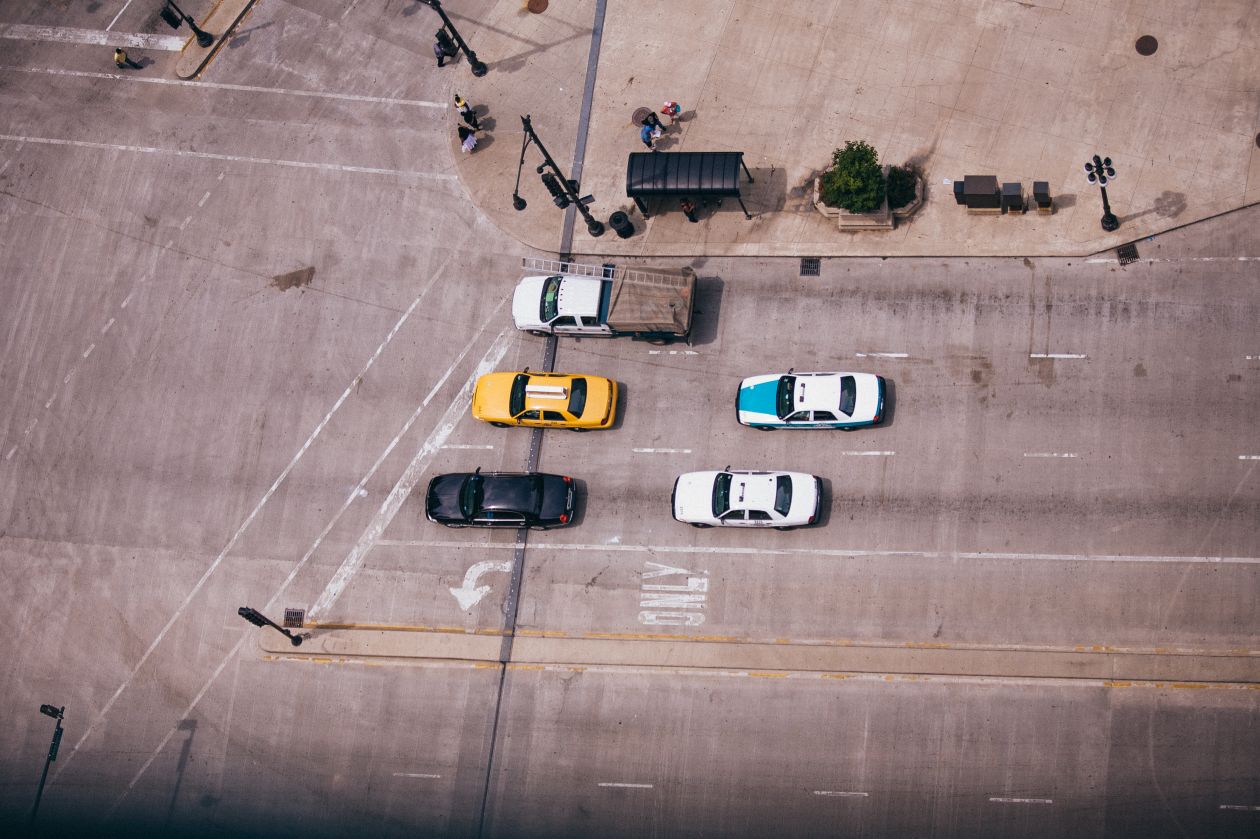 Chicago Street Birds Eye View Taxi Stock Free