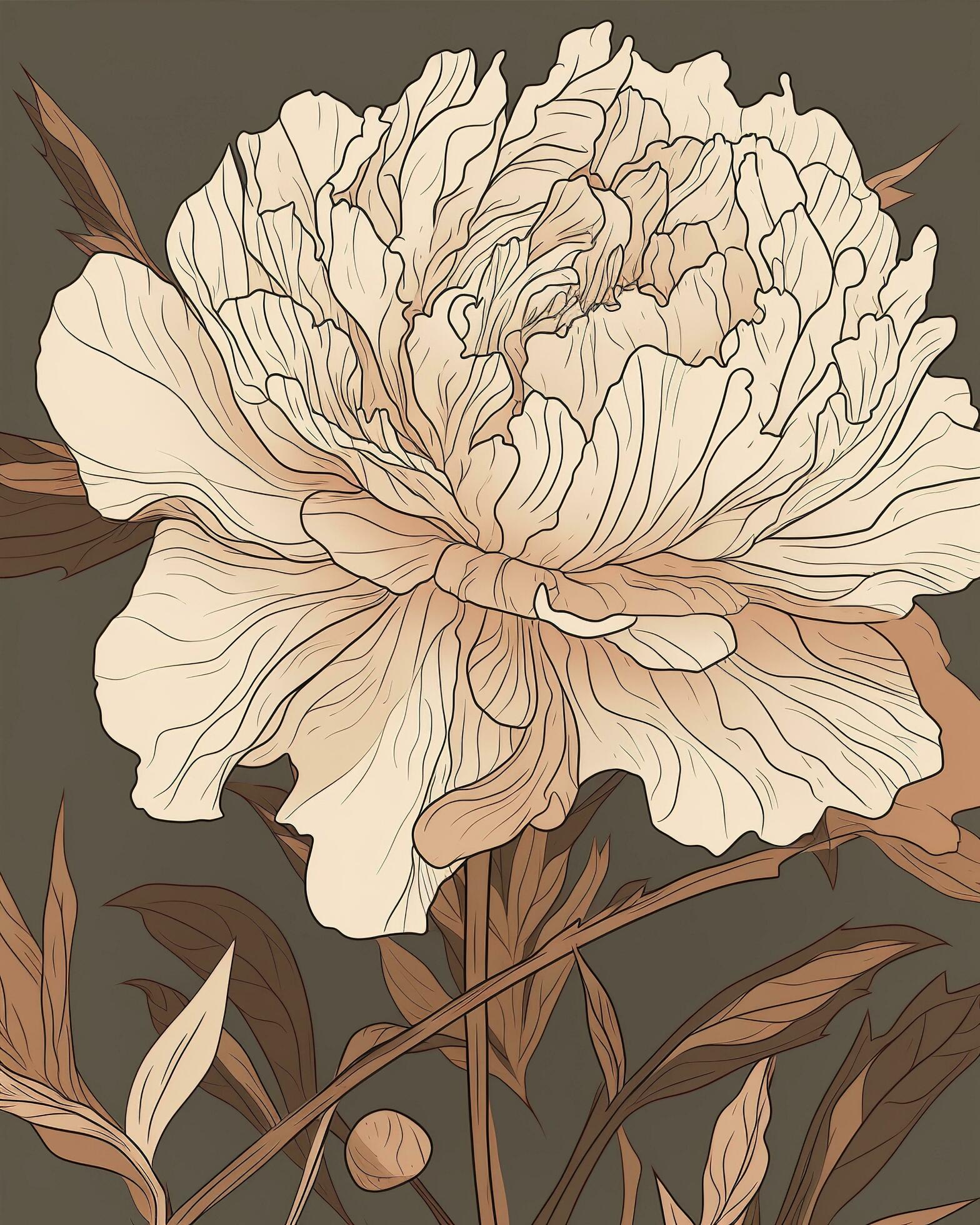 Beautiful painted flower sketch , generate ai Stock Free