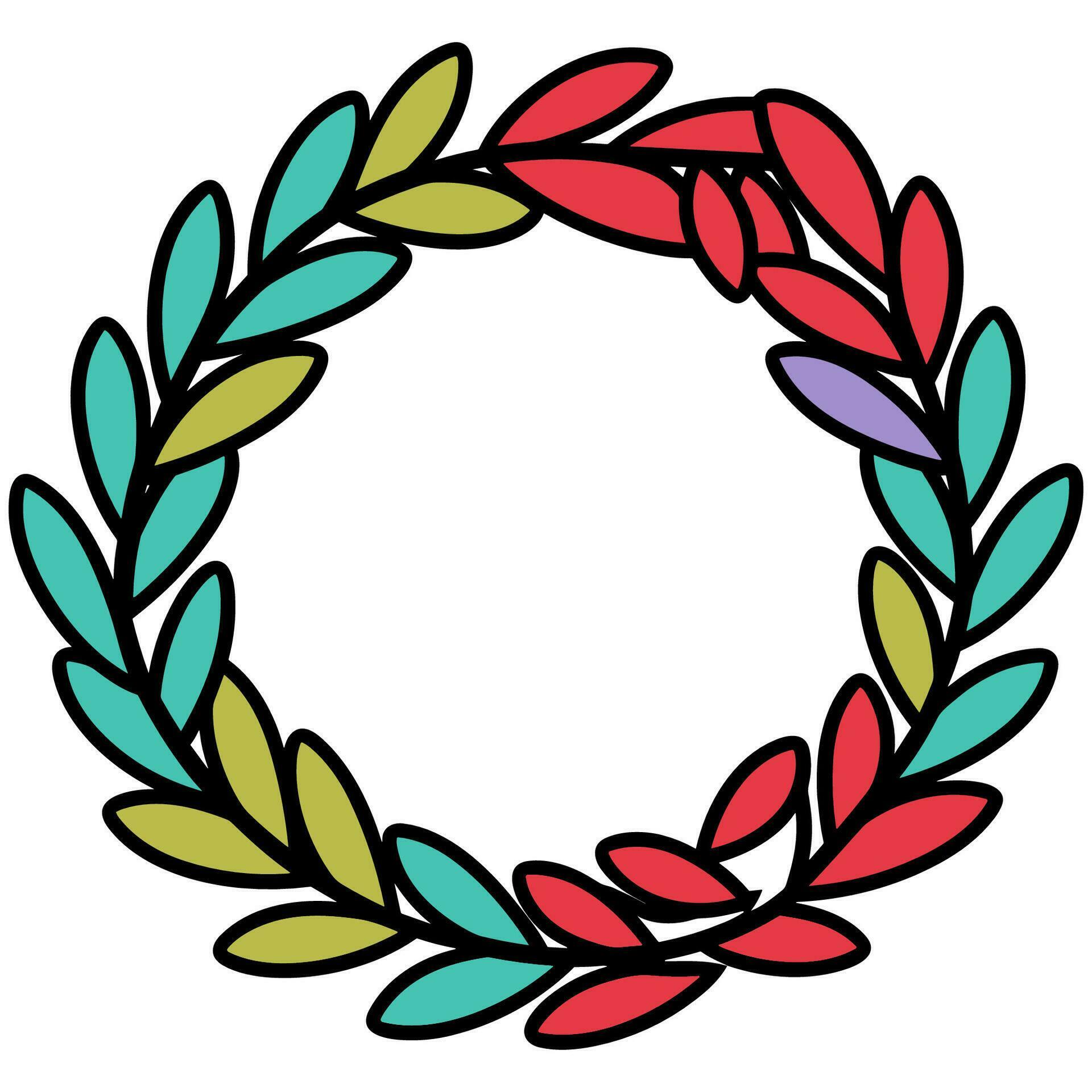 A Christmas Flower wreath Vector, Colorful Flower wreath illustration Stock Free and Free SVG