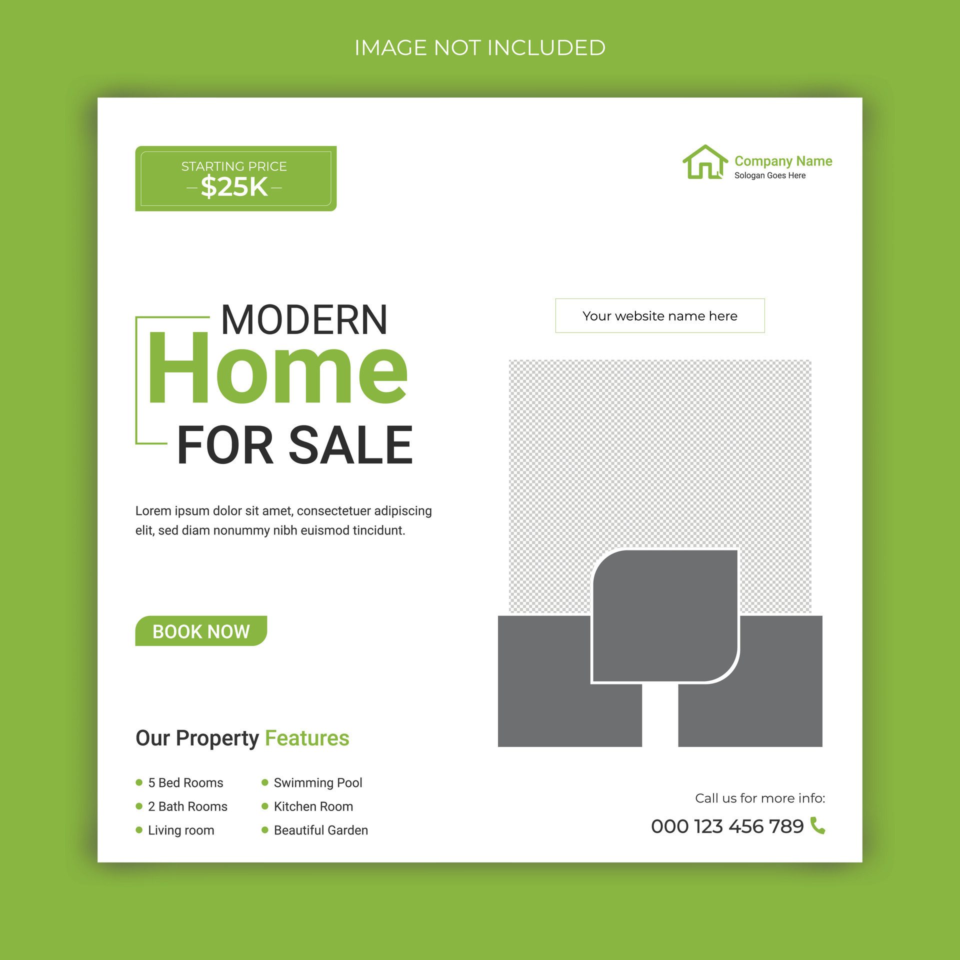 Real estate home sale social media post, modern elegant business home sale web banner template design Free Vector