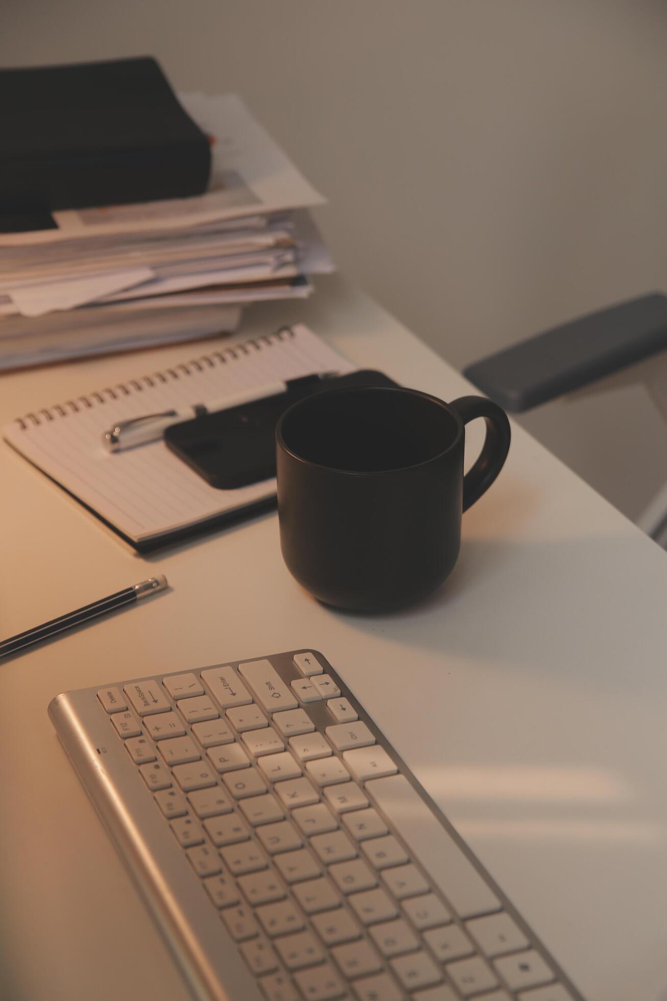 
									messy office workspace. Messy and cluttered office desk. Messy business office with piles of files and disorganized clutter. Stock Free