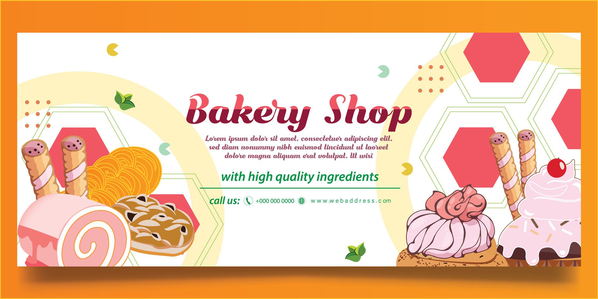 Bakery shop banner design and food shop banner Free Vector