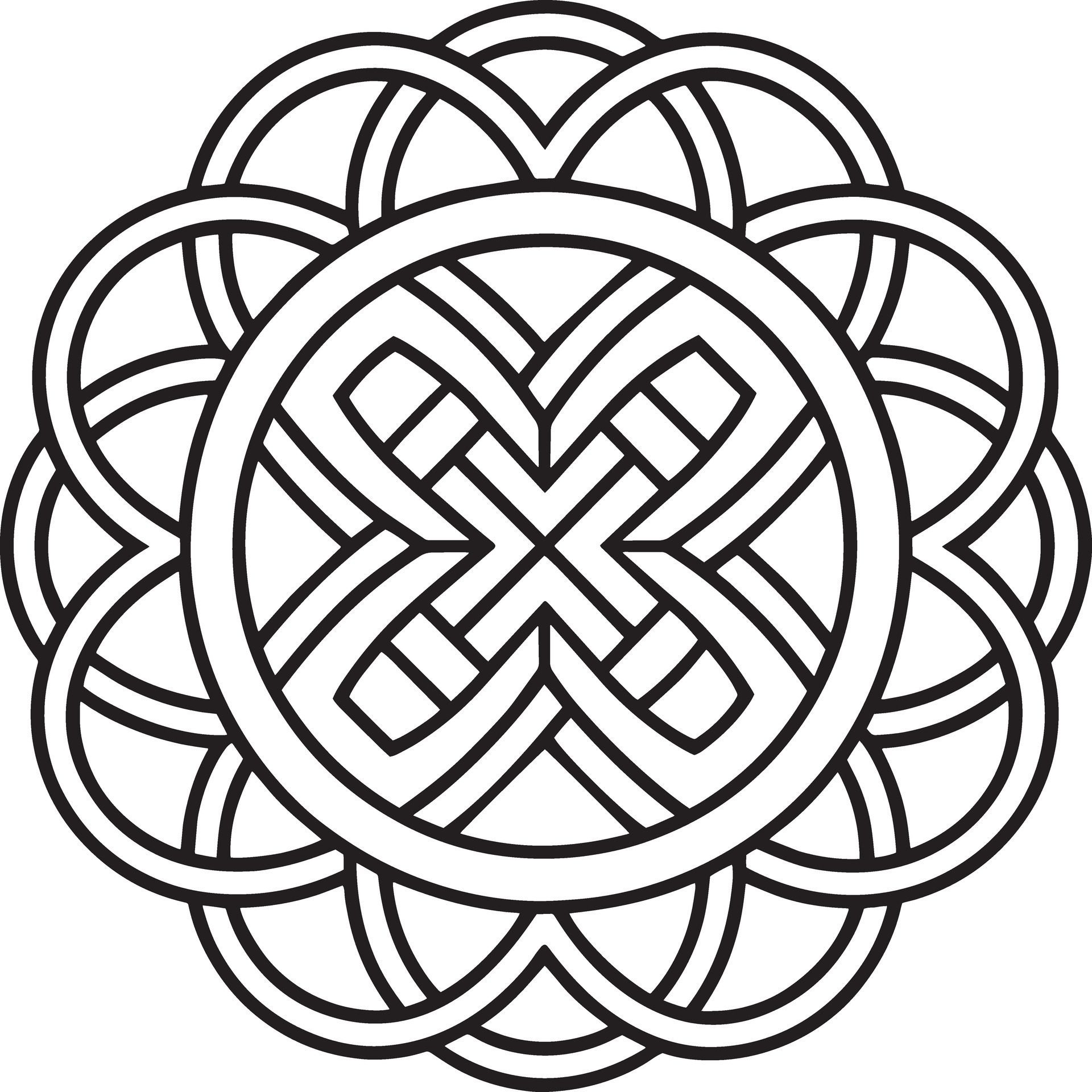 celtic knot pattern design illustration black and white Free Vector