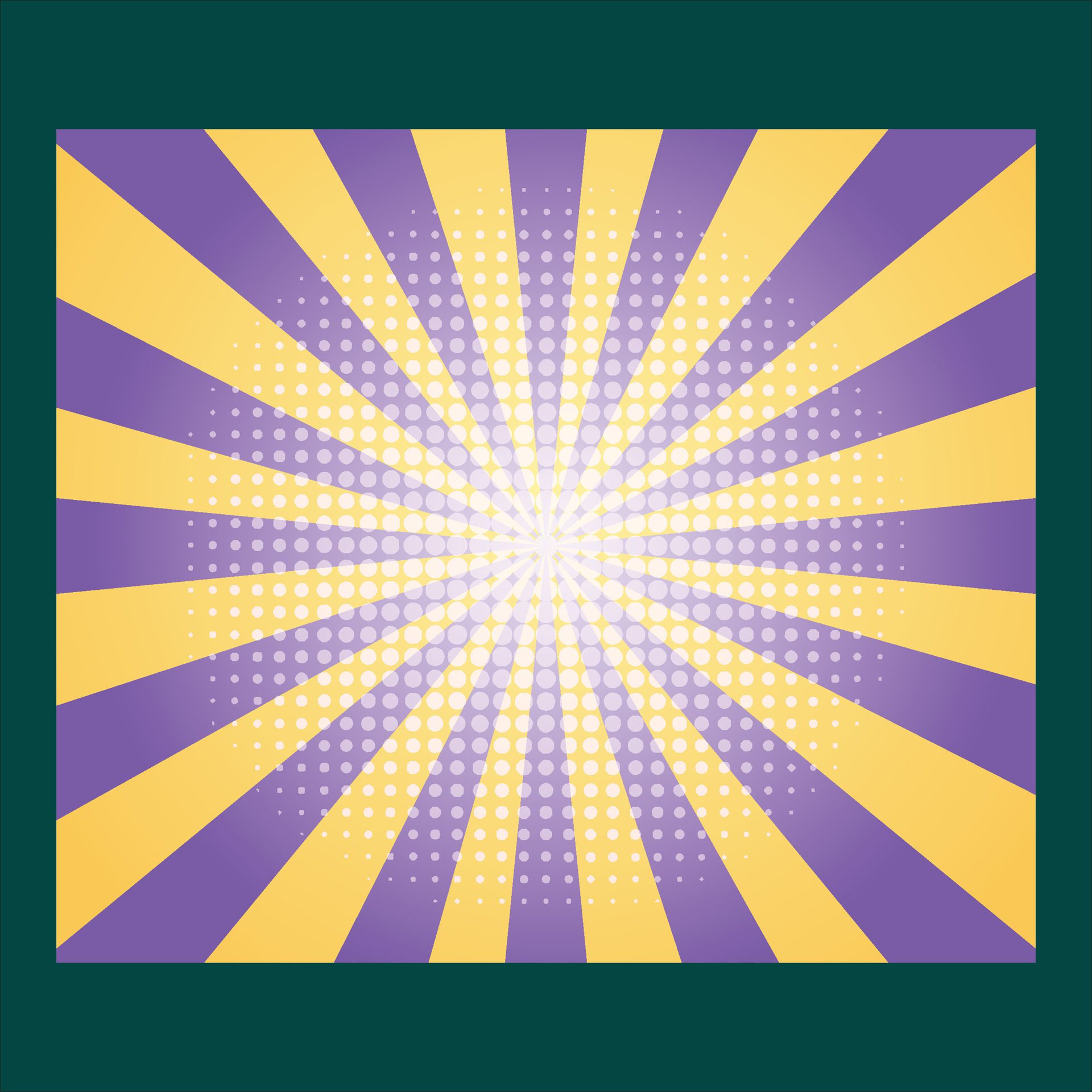 a purple and yellow sunburst pattern on a green background Free Vector