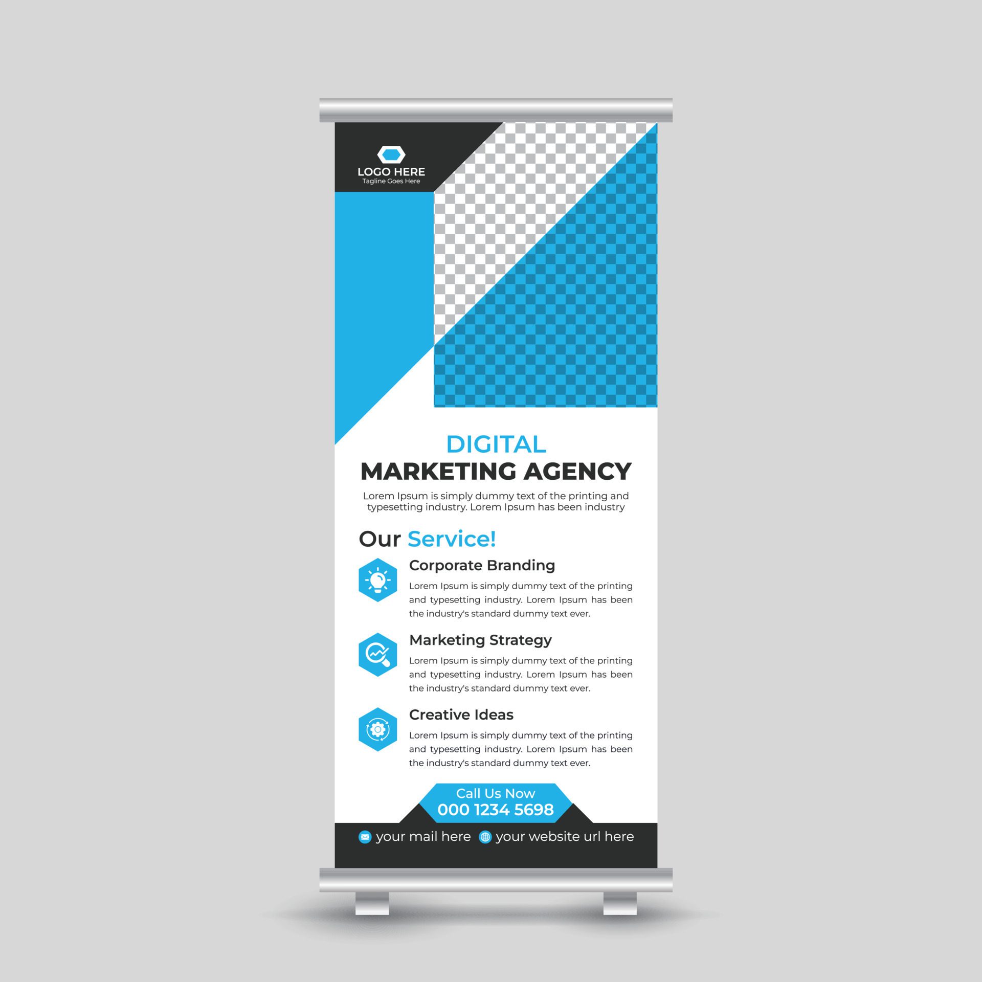 Digital marketing agency roll up banner design template Free Vector Free Vector