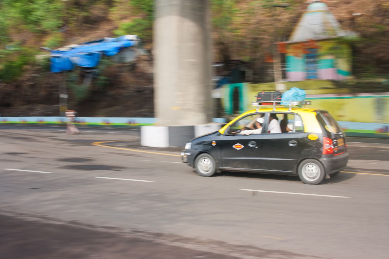 Taxi Black White Mumbai Stock Free