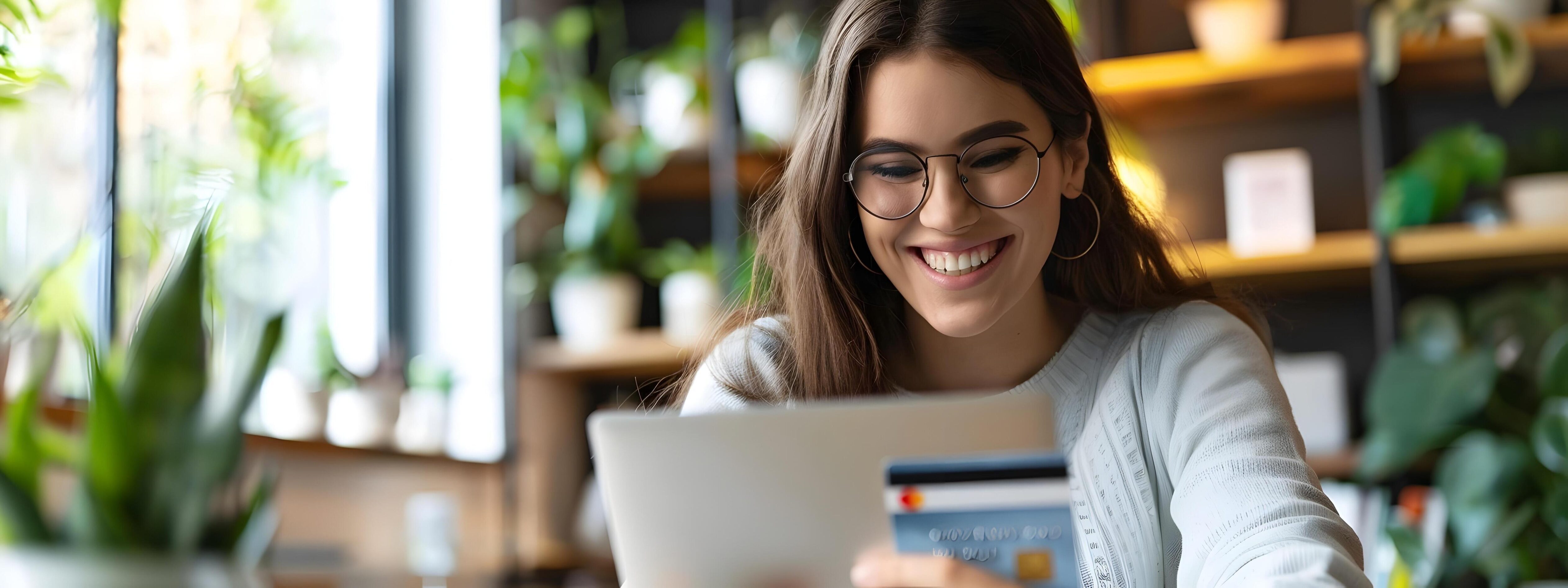 Confident Young Professional Woman Smiling and Working on Laptop in Office Setting Stock Free