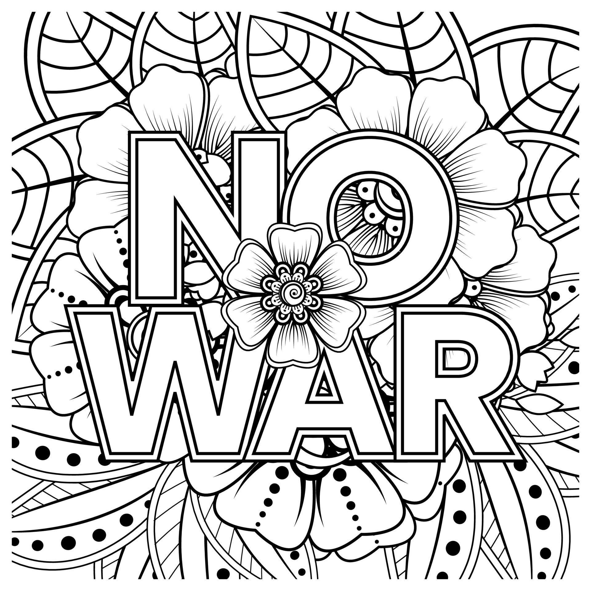 No war and stop war banner or card template with mehndi flower Stock Free