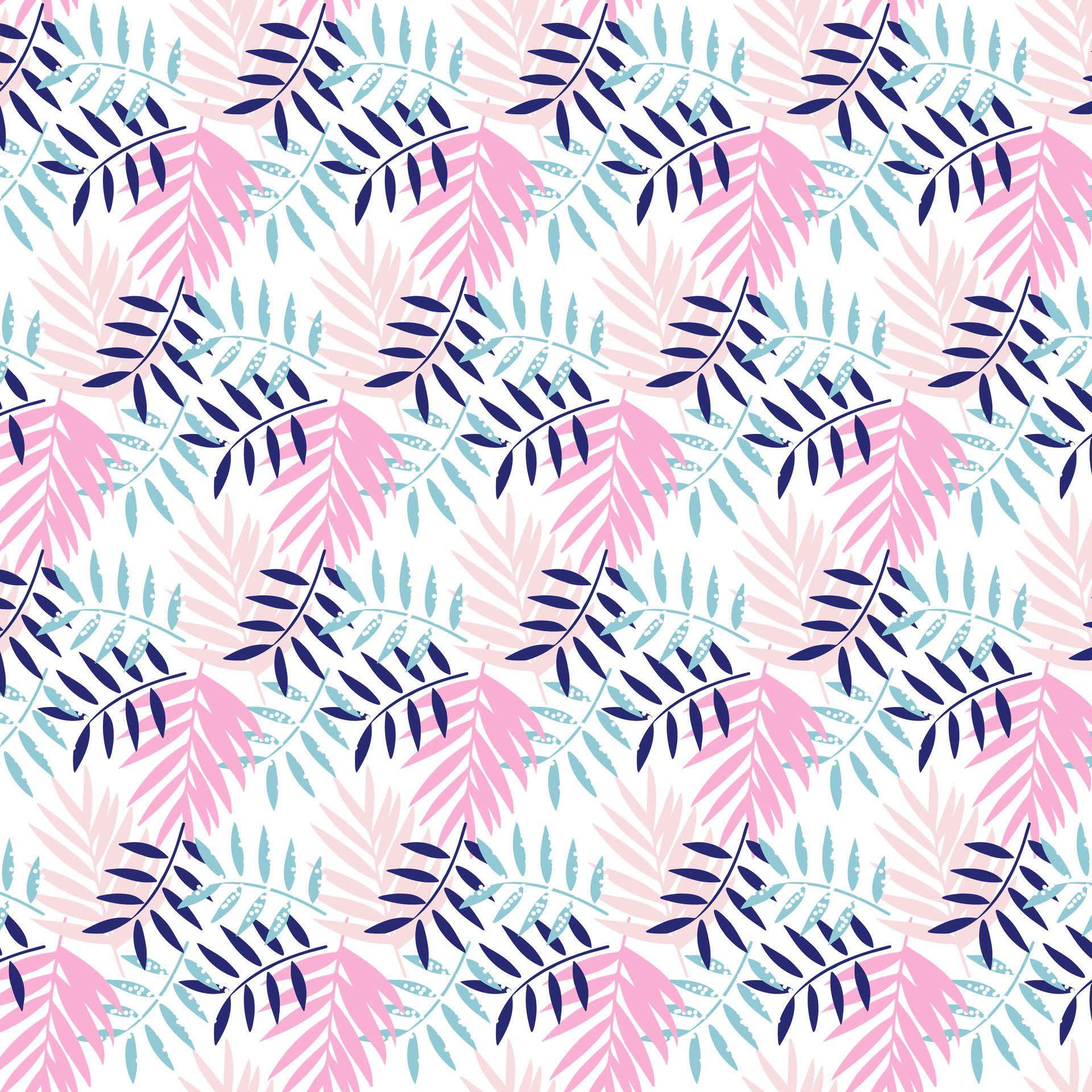 Tropical seamless pattern. Colorful palm leaves on white. Summer bright background. Fashion design for print, decor, fabric, card. Free Vector