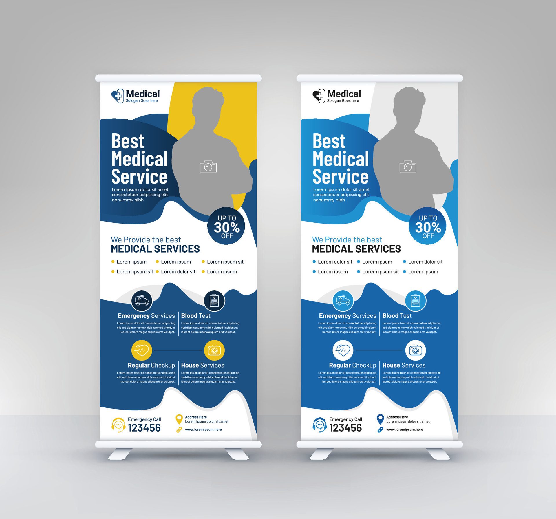 professional roll up medical healthcare stand banner template Free Vector