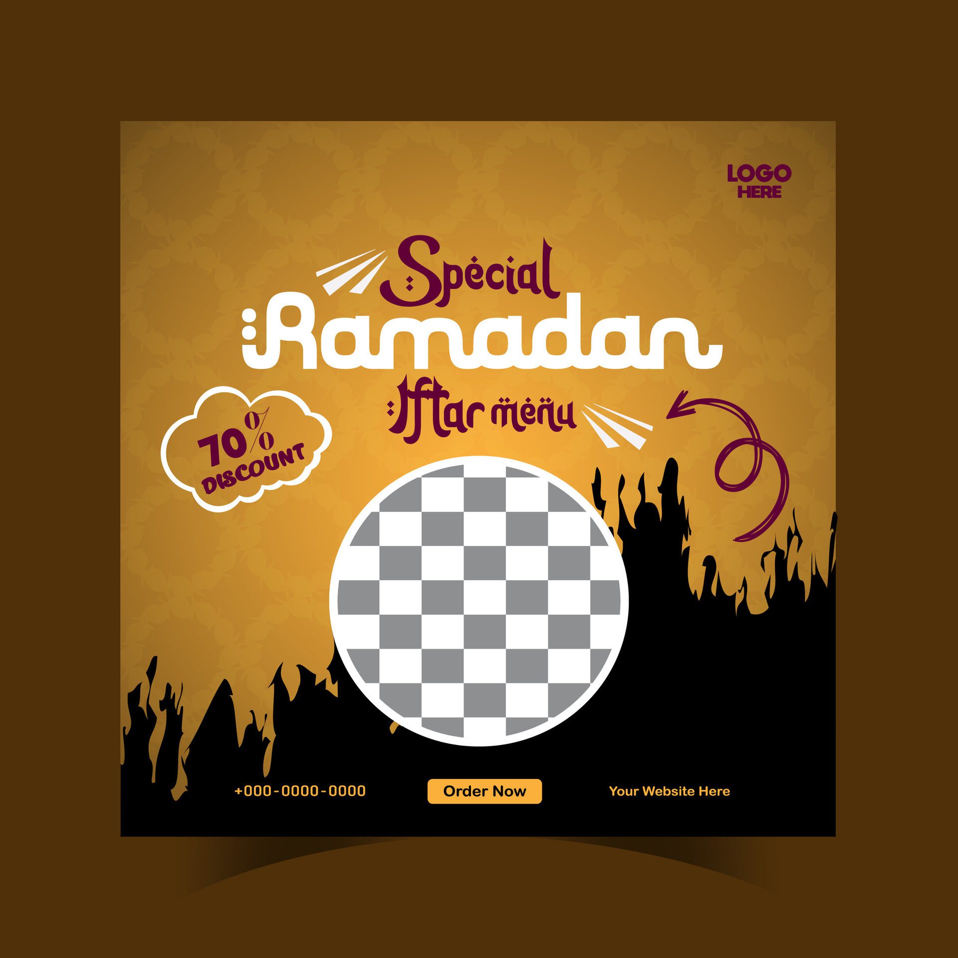 Ramadan iftar menu food post design and social media banner template Free Vector