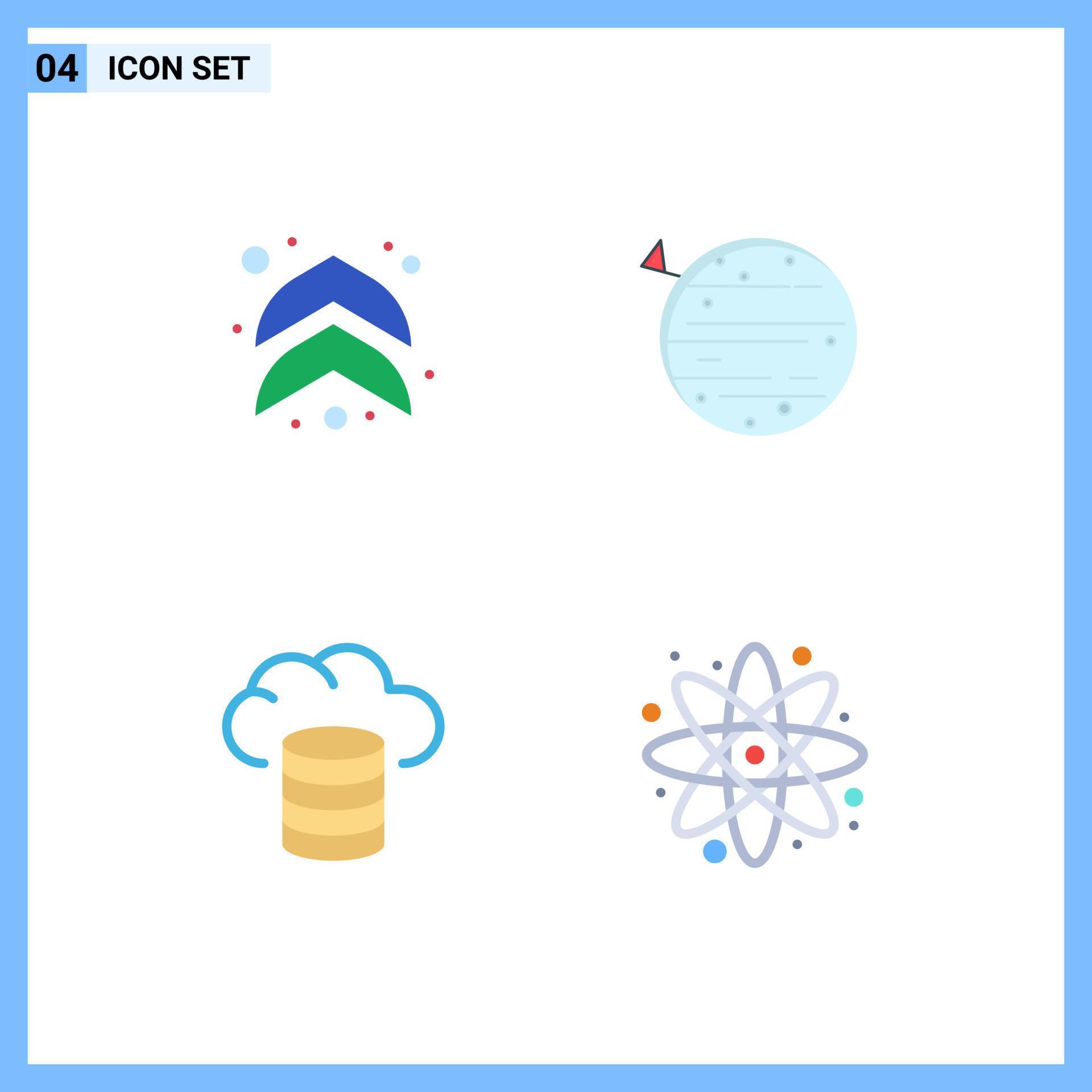 User Interface Pack of 4 Basic Flat Icons of arrow cloud moon squarico atom Editable Vector Design Elements Stock Free