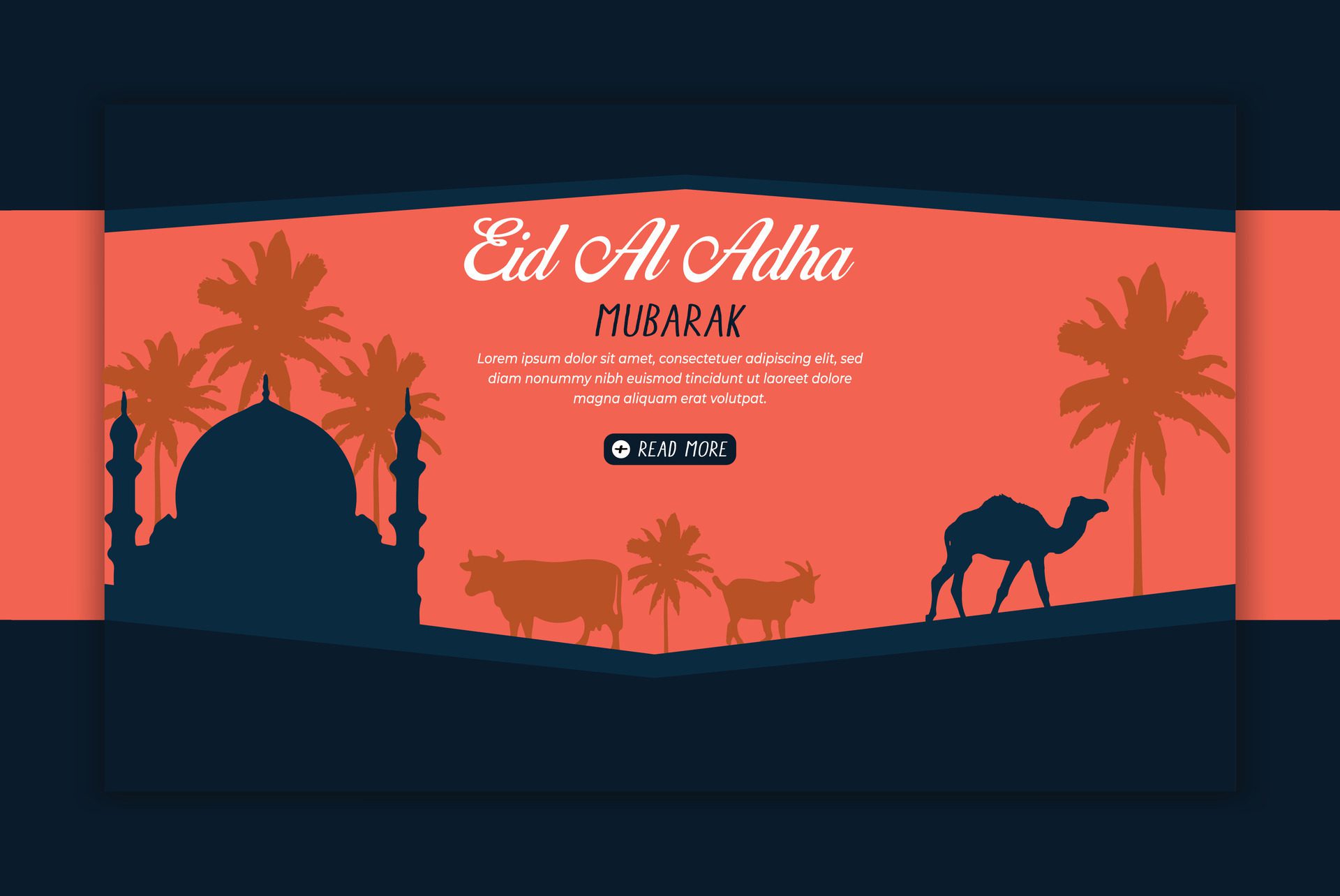 Eid al adha mubarak islamic festival social media banner post template Free Vector