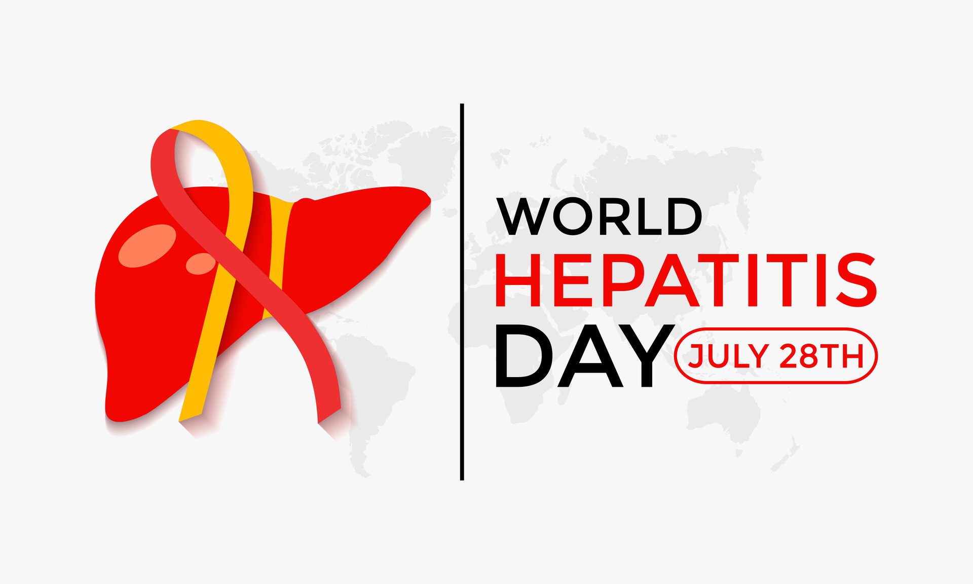 illustration of World Hepatitis Day ,July 28. Hand with liver and ribbon design illustration. Banner poster, flyer and background design. Free Vector