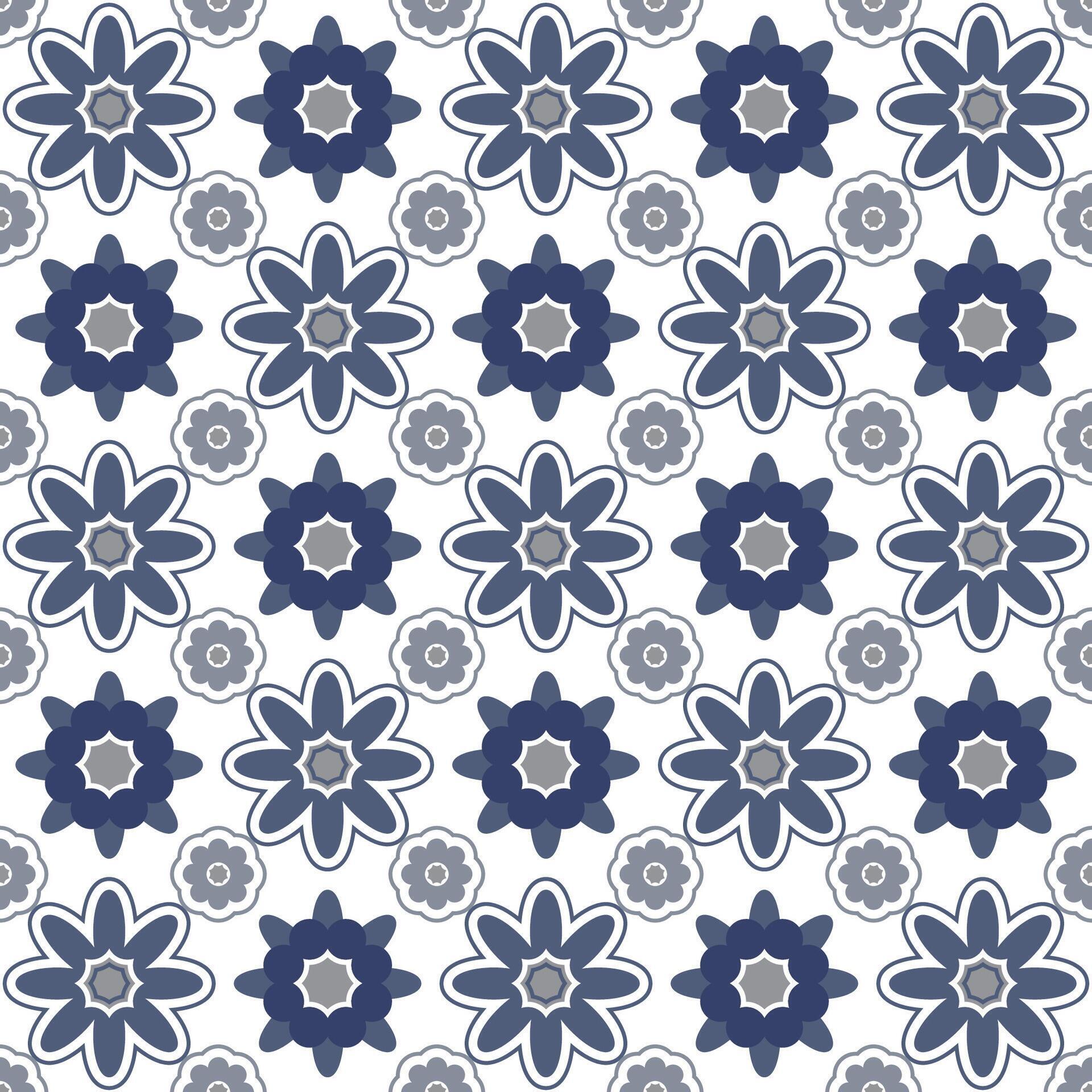 Pattern flowers blossom seamless vintage in blue. Stock Free