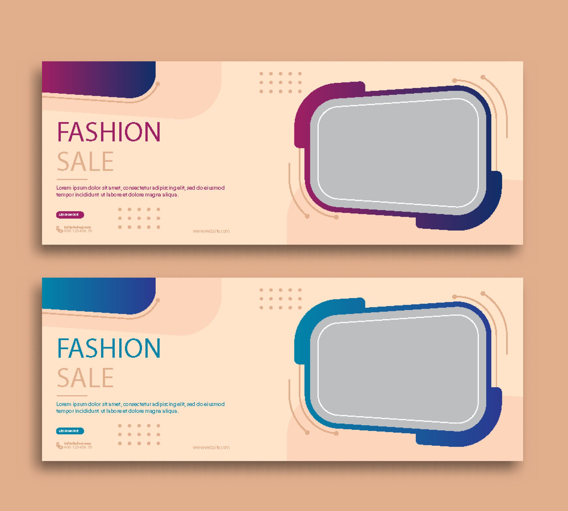 Fashion sale web cover and banner template Free Vector