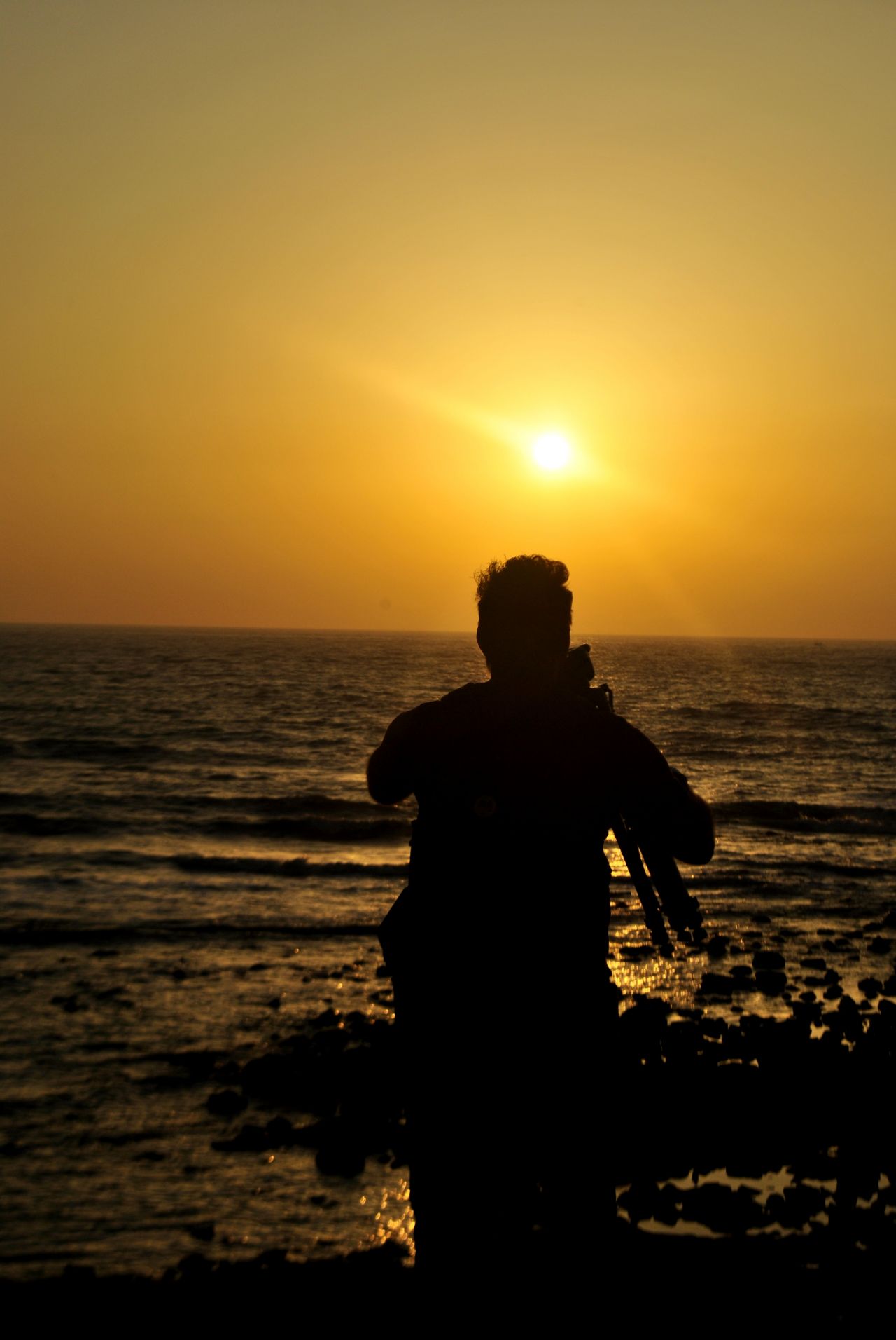 Man Silhouette Sunset Stock Free