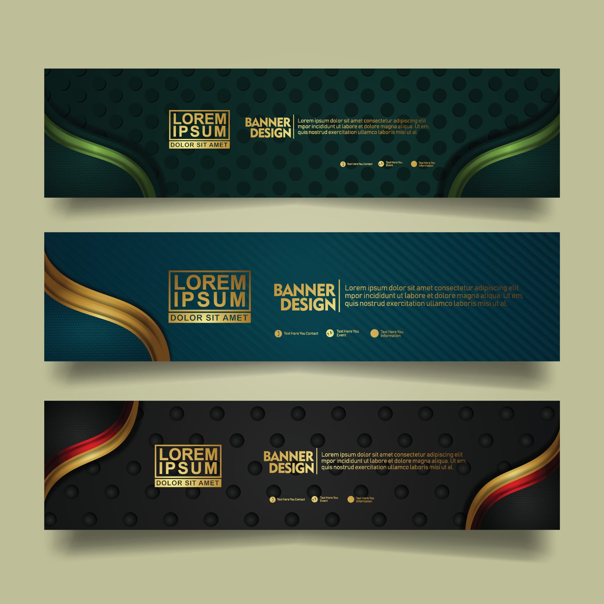 
									Set banner template design with luxury and elegant lines shape ornament effect on texture pattern background Free Vector