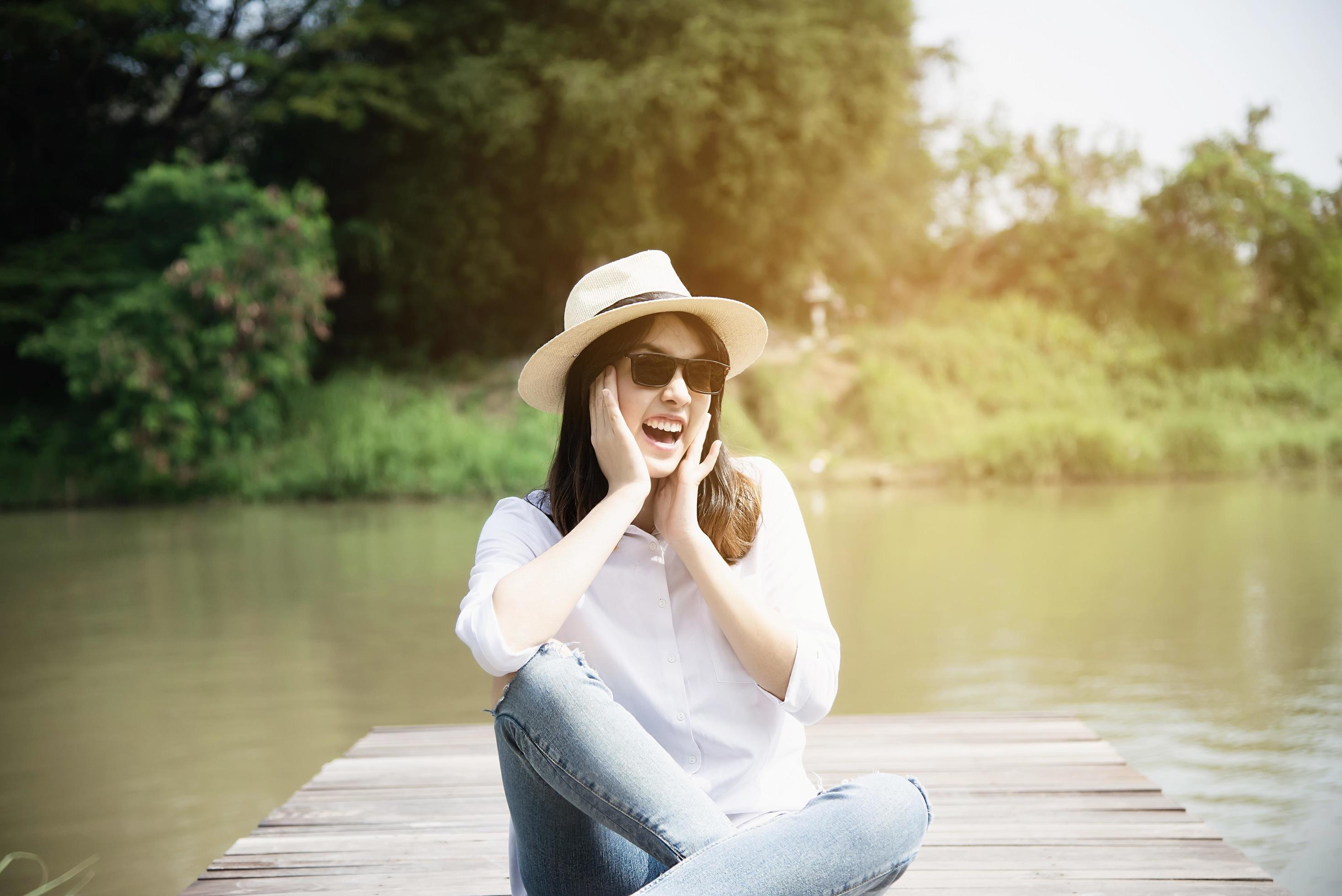 Portrait beautiful lovely young girl lady in happy lifestyle Stock Free