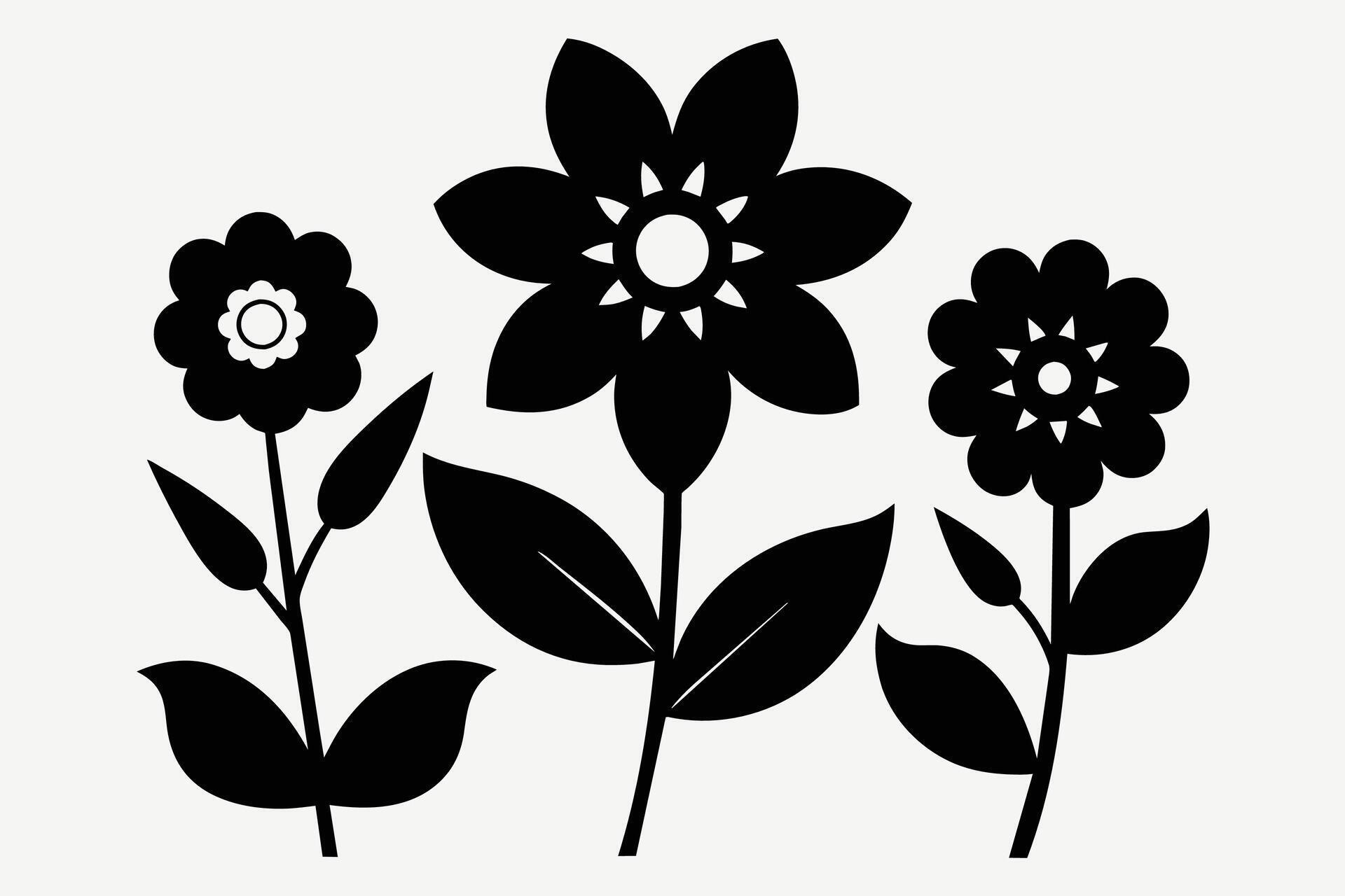 Black Cutout Symbols Of Flowers Stock Free