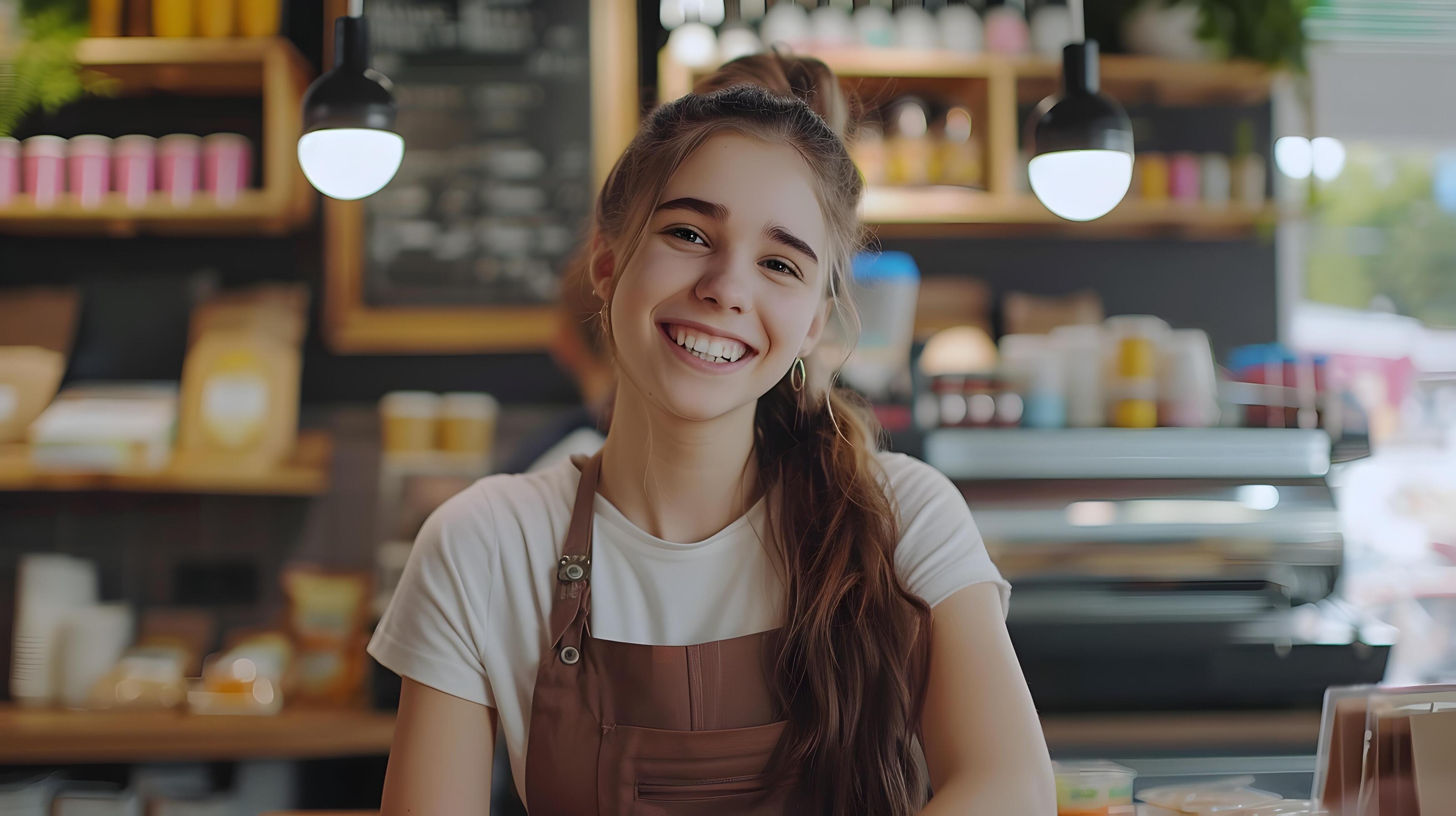 Friendly Retail Employee Smiling While Assisting Customer Stock Free