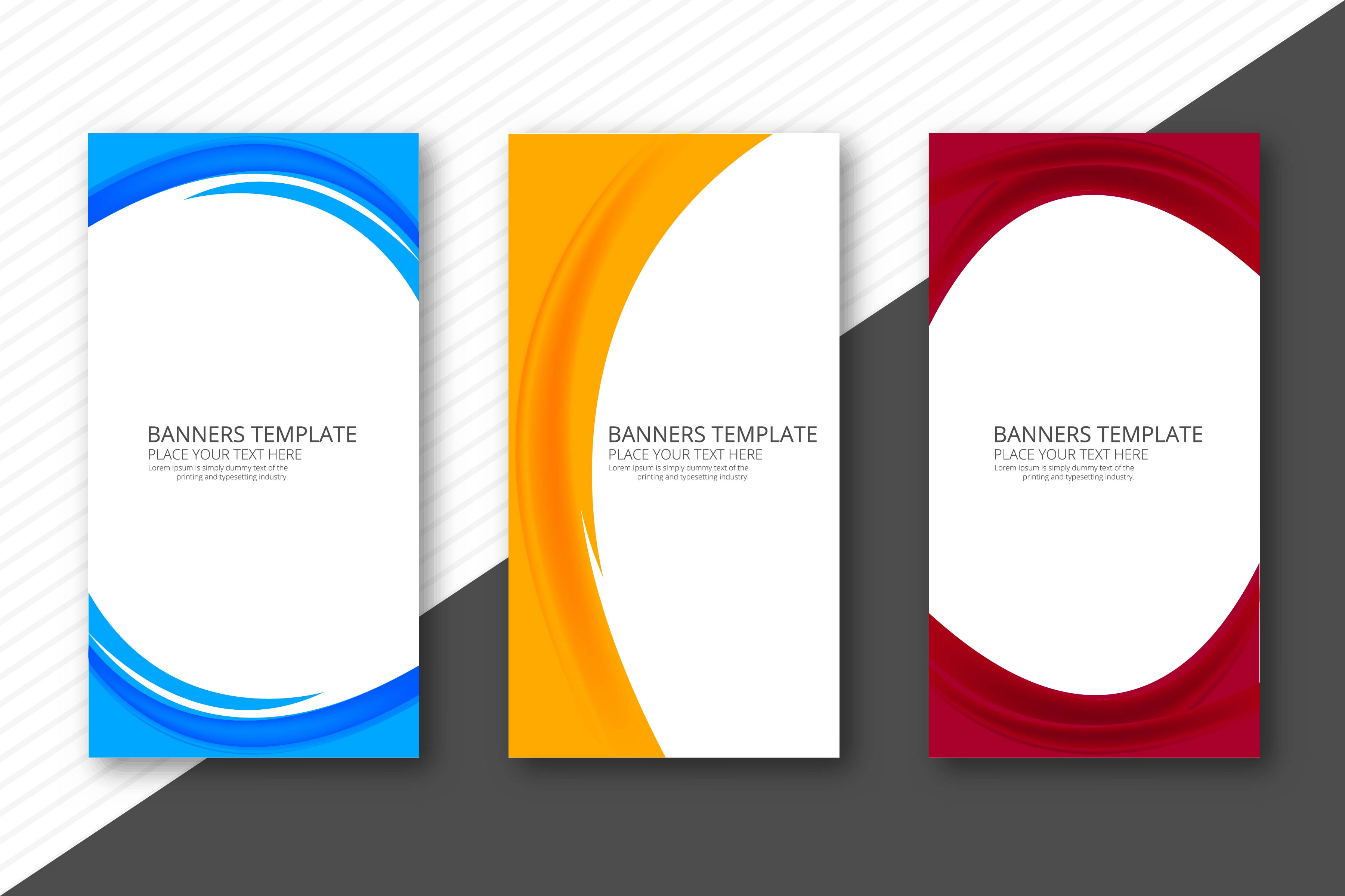 Abstract colorful elegant wave banners set design template Free Vector