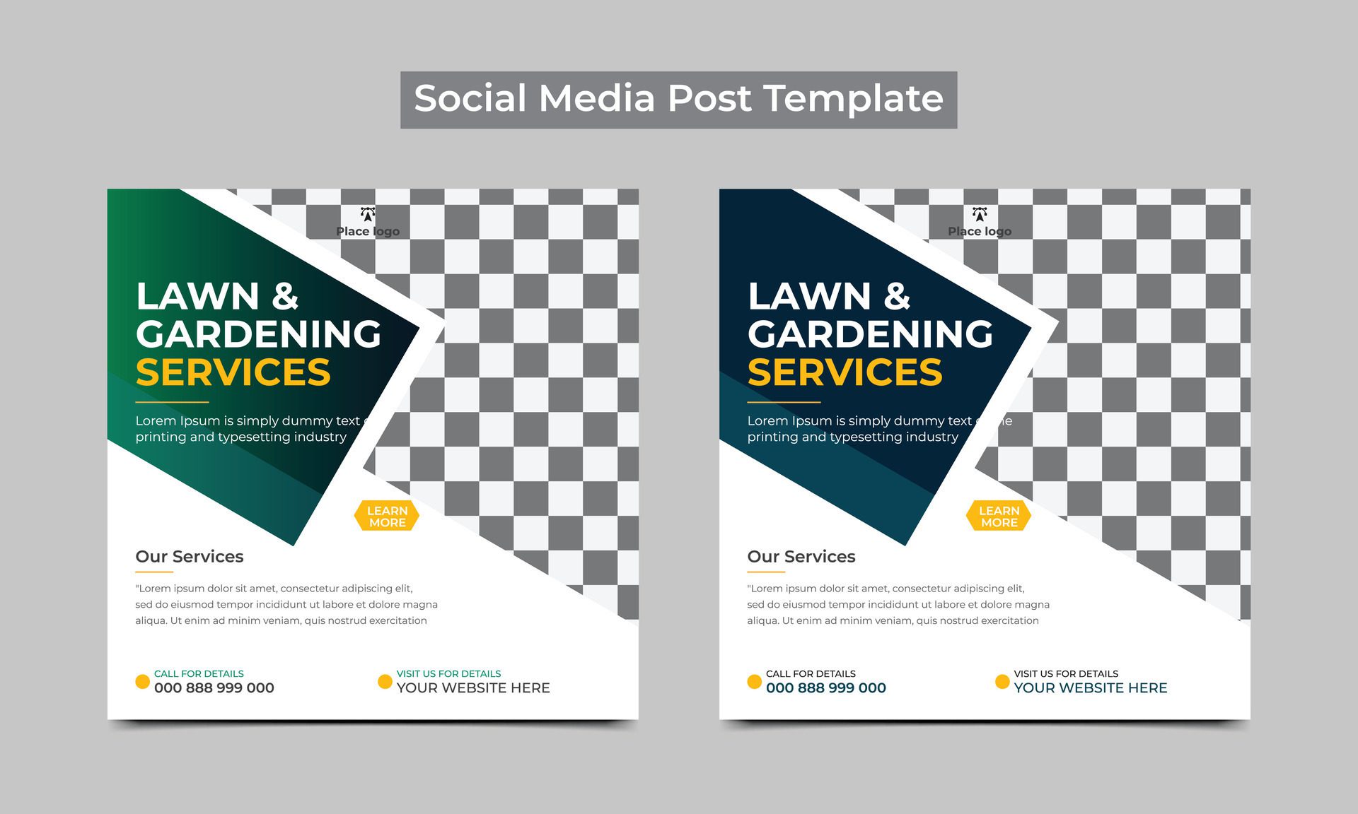 Lawn and Gardening service social media template and web banner square template design. Free Vector