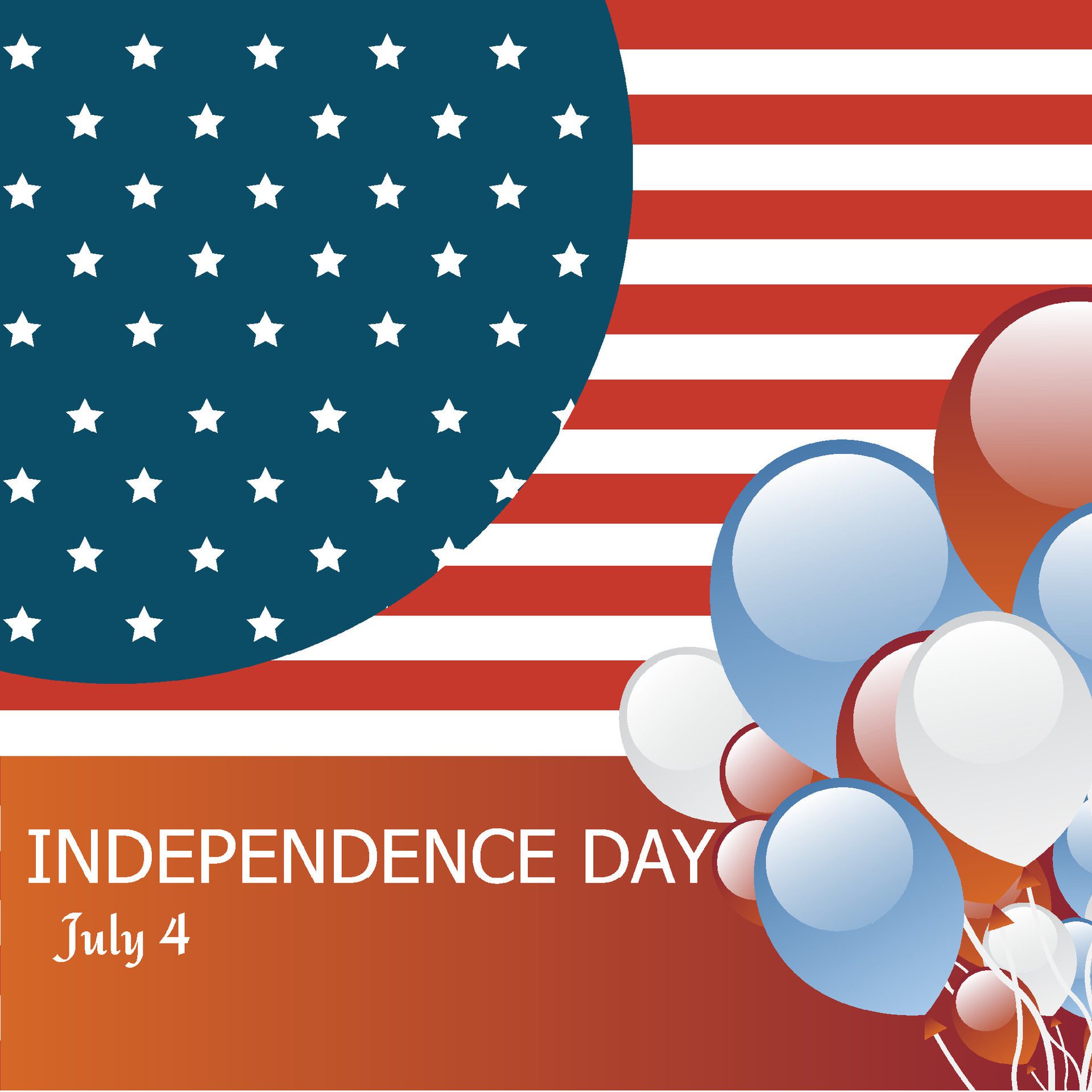 Happy 4th of july American independence day celebration banner with 3d balloons in USA flag colors and confetti Free Vector