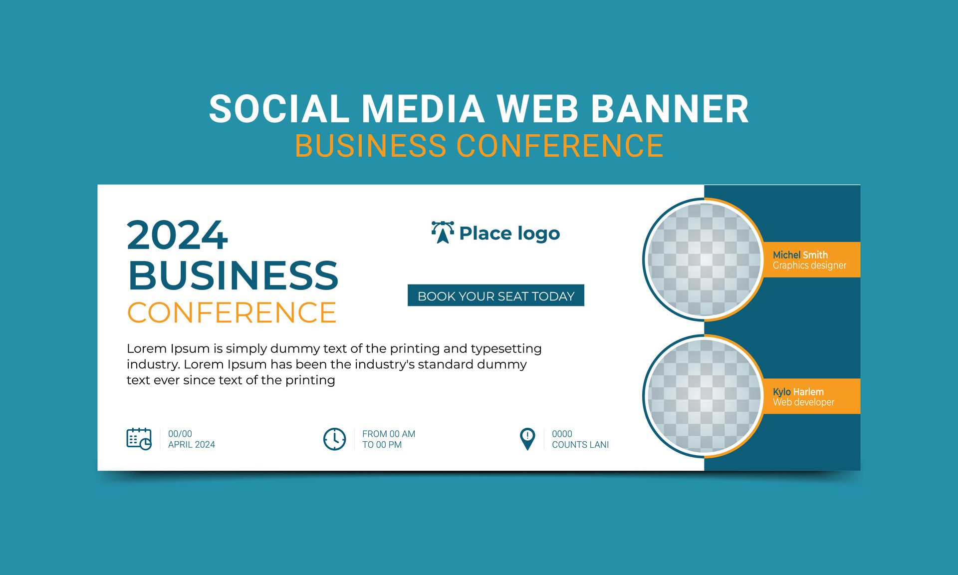 Business webinar Conference Concept Banner Template or social media horizontal banner design. Live conference banner design template. Free Vector