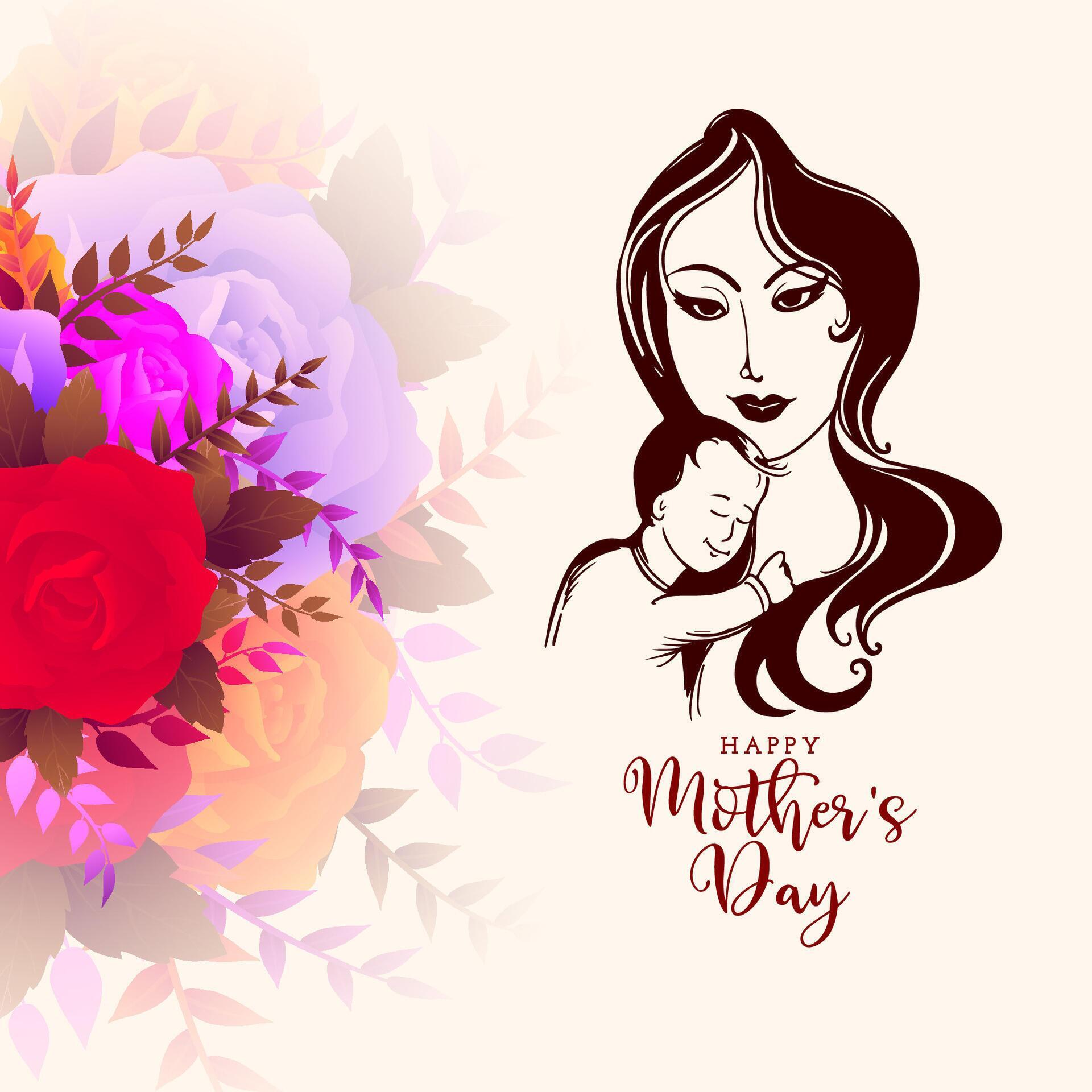 Happy Mother’s day celebration background with flower design Stock Free