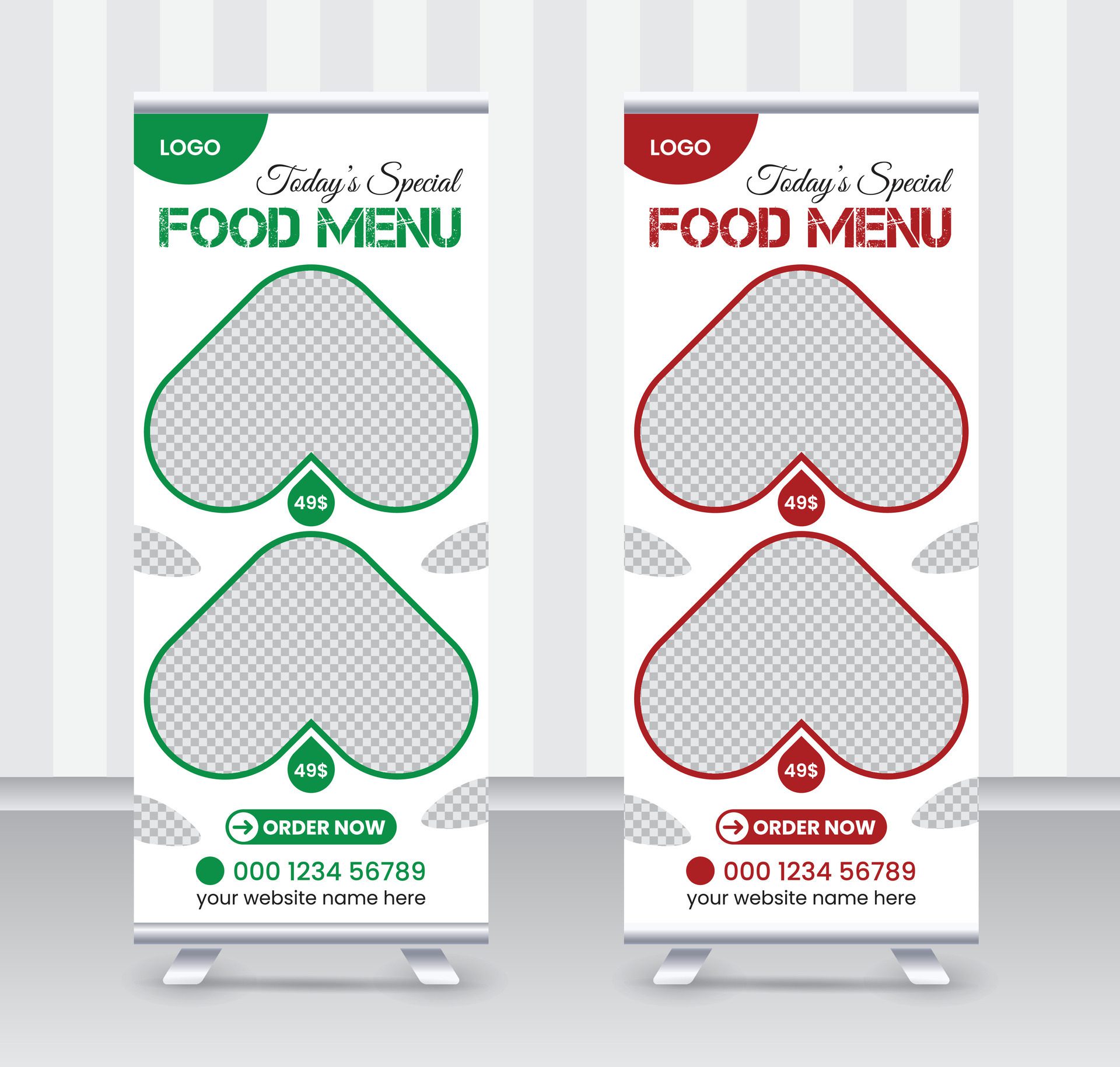 Today’s special food menu and restaurant roll up banner x or roll up banner design template Free Vector