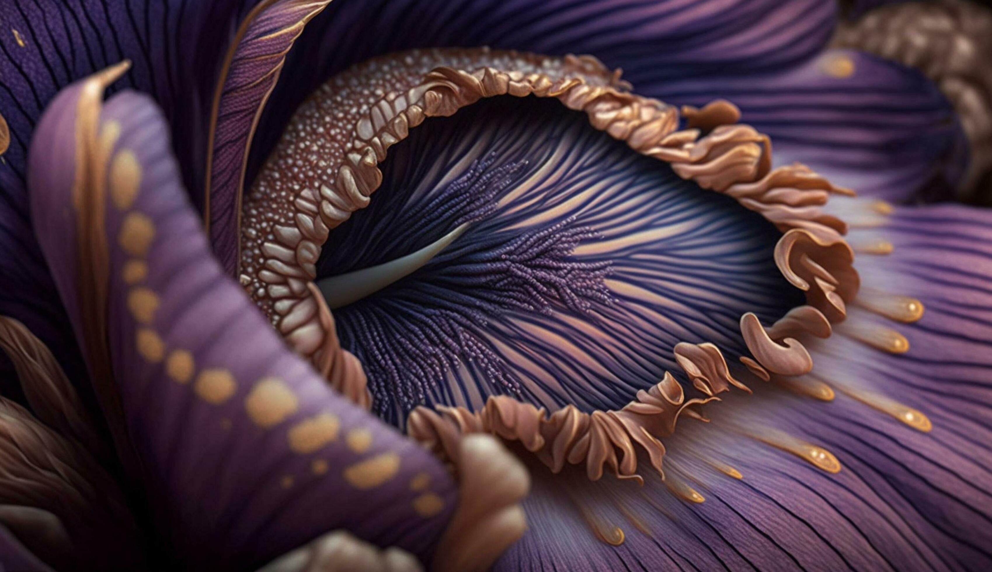 Close up of purple flower petal and leaf ,generative AI Stock Free