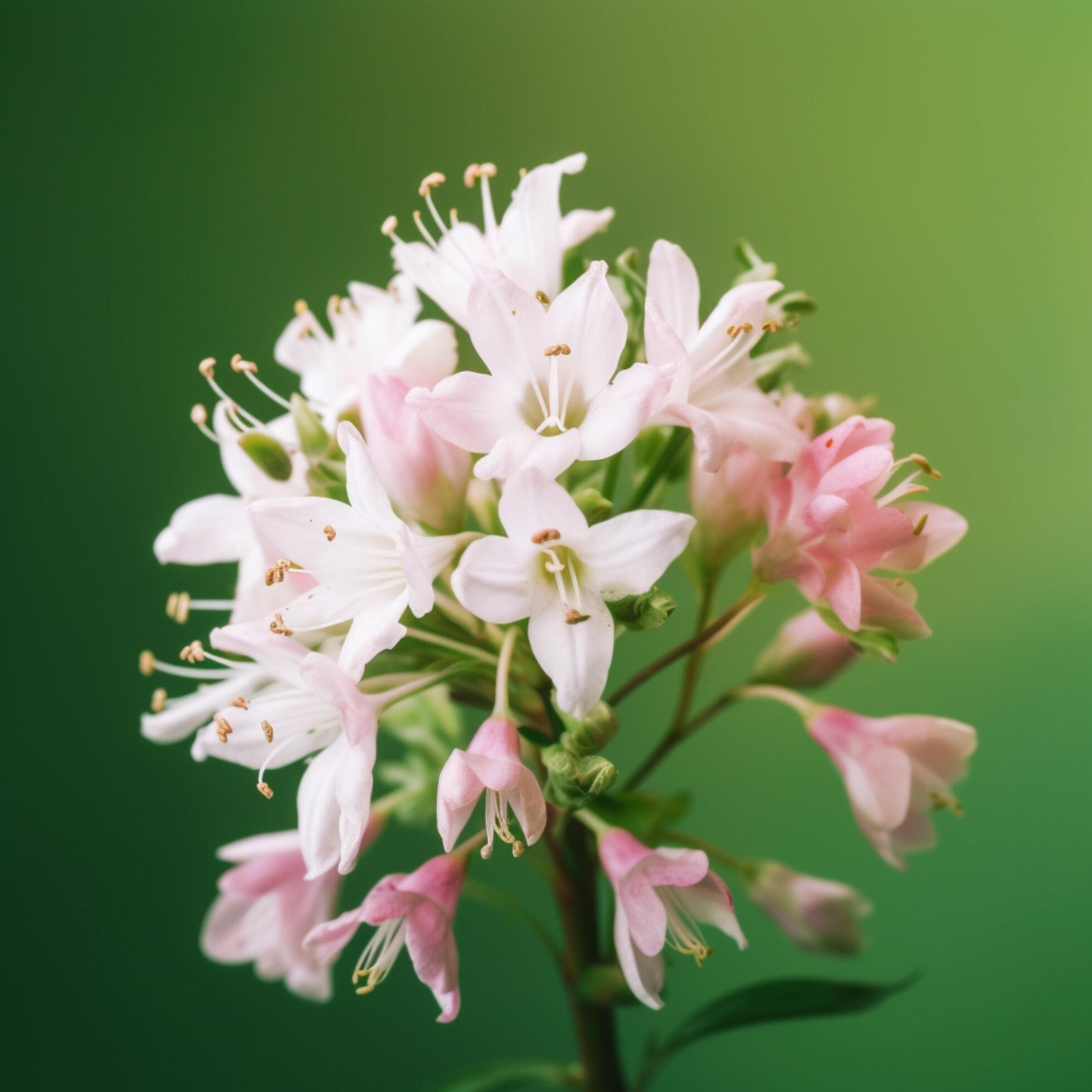 A pink and white flower with a green background Stock Free