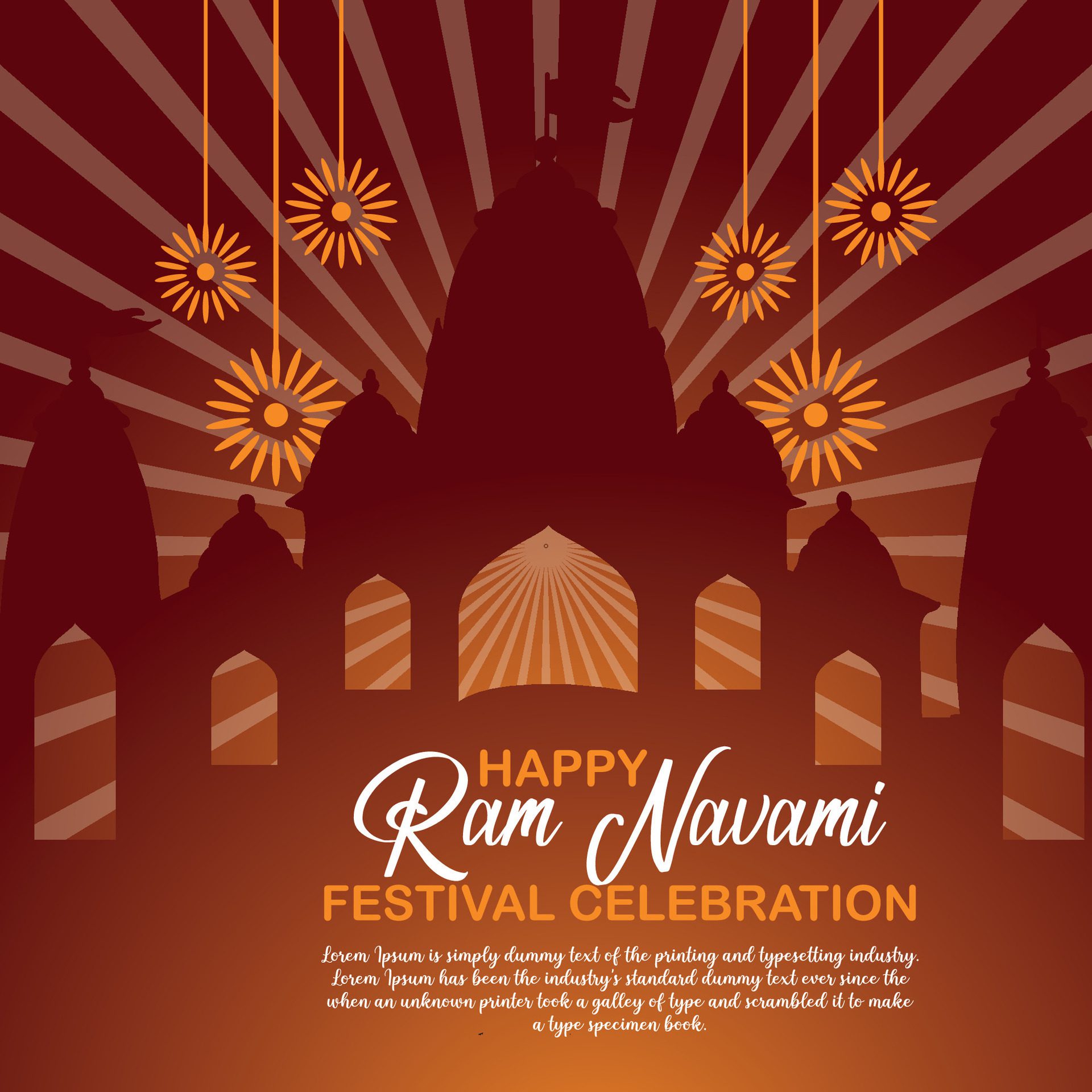 Happy Ram Navami cultural Banner Hindu festival vertical post wishes celebration card Ram Navami celebration background Free Vector