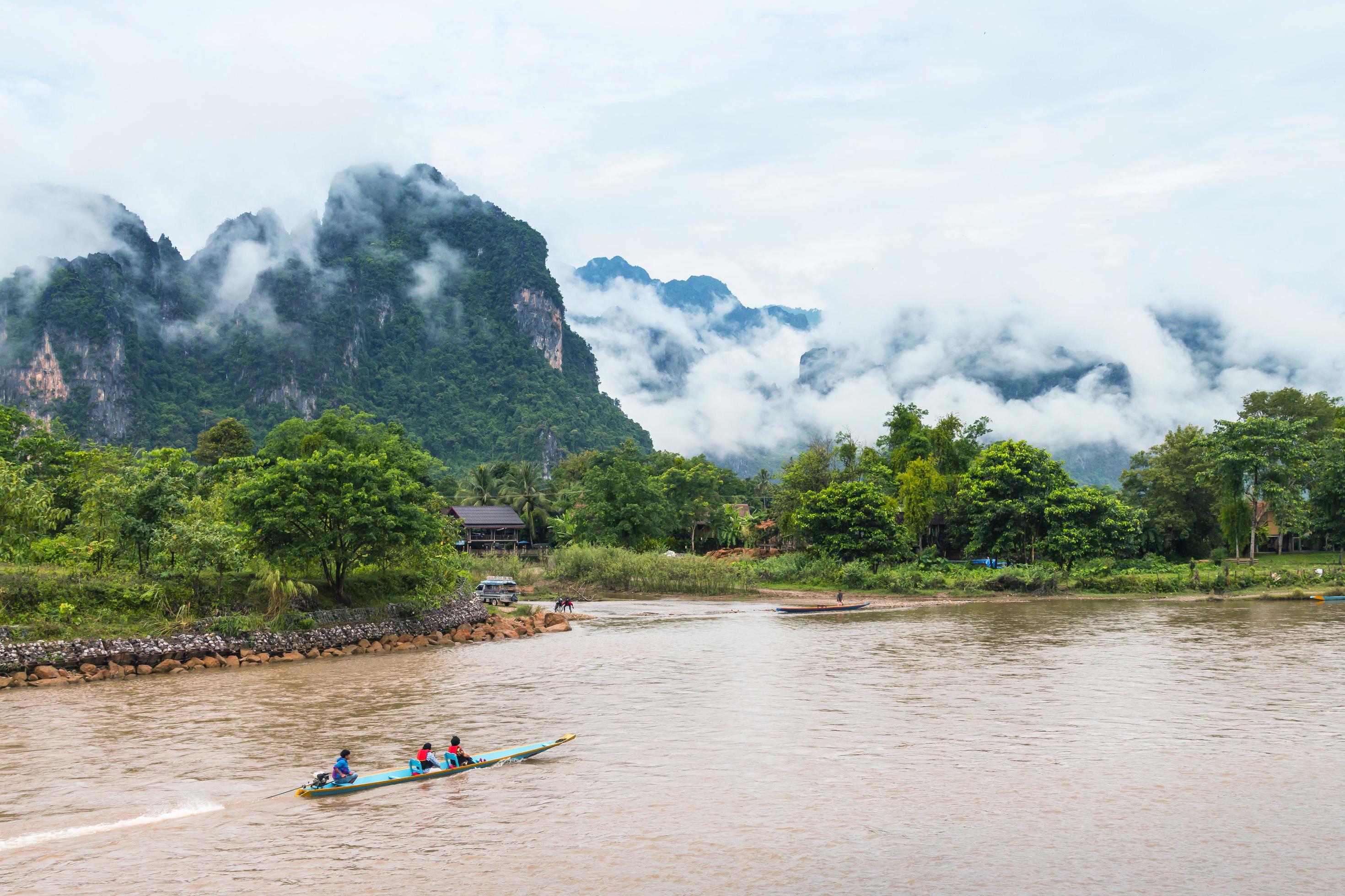 Nam Song river in Vang Vieng, Laos Stock Free