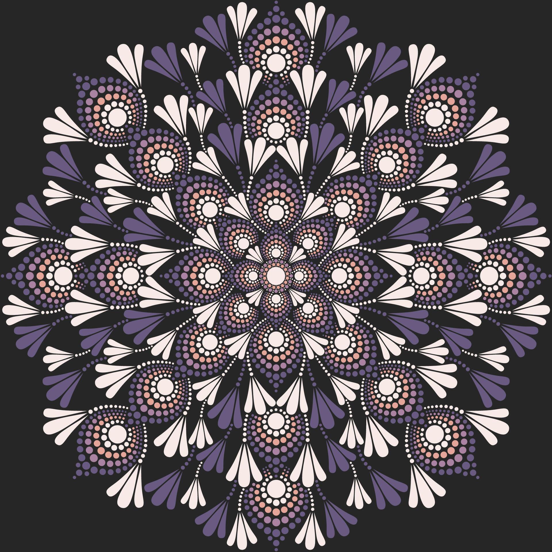 Flower mandala dot painting with black background. Stock Free