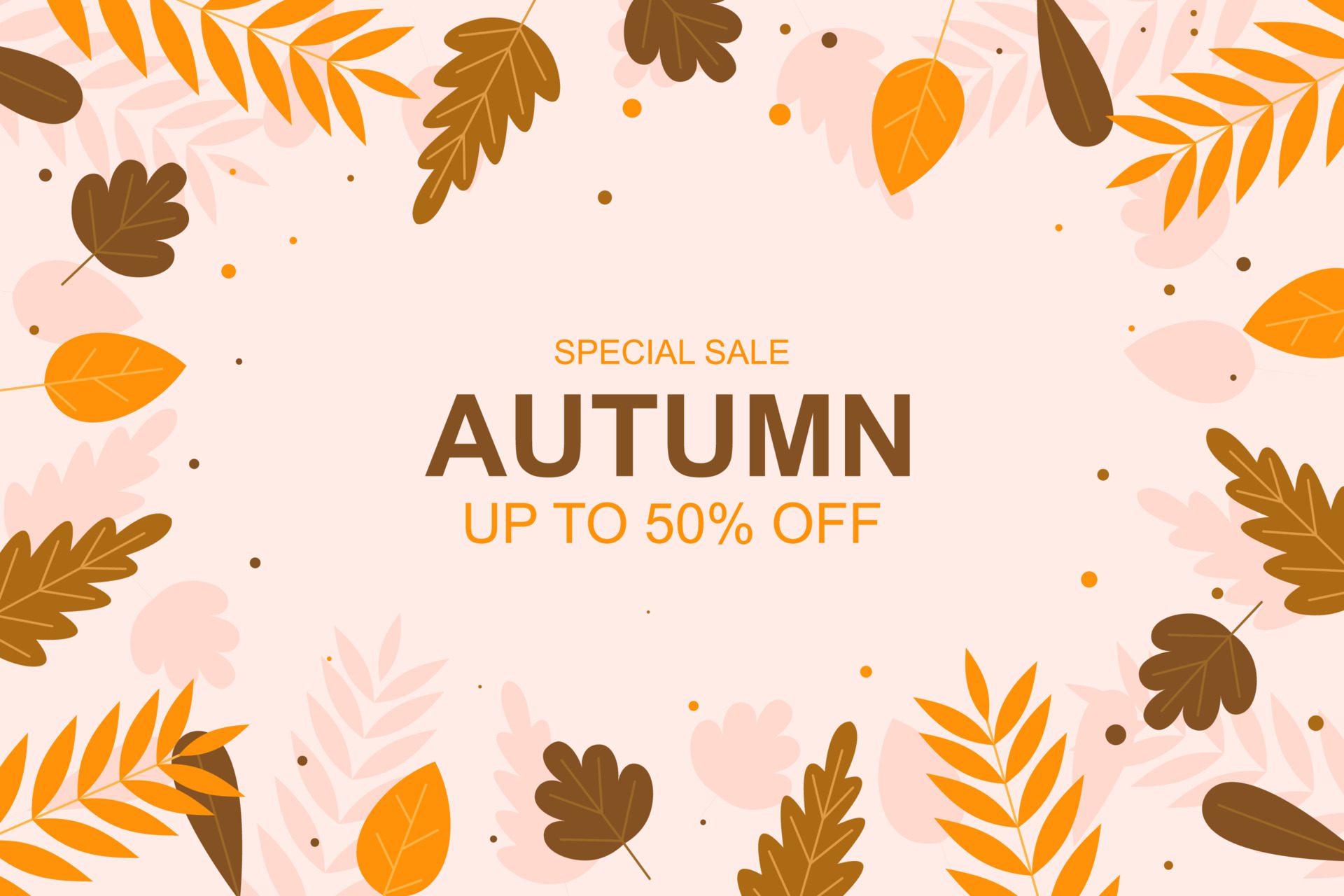 Autumn sale banner background with leaves. Vector. Free Vector