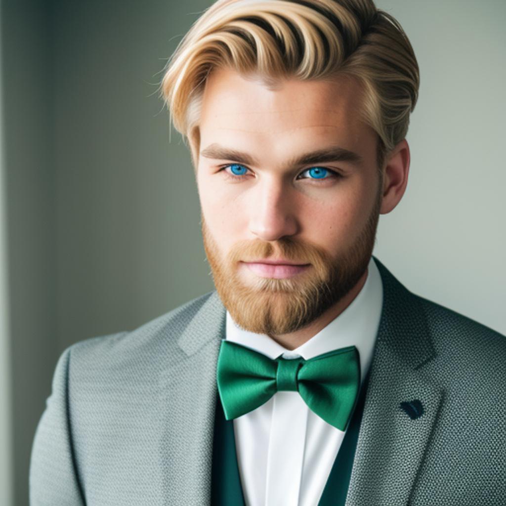 Blonde man with green by @ai_generated