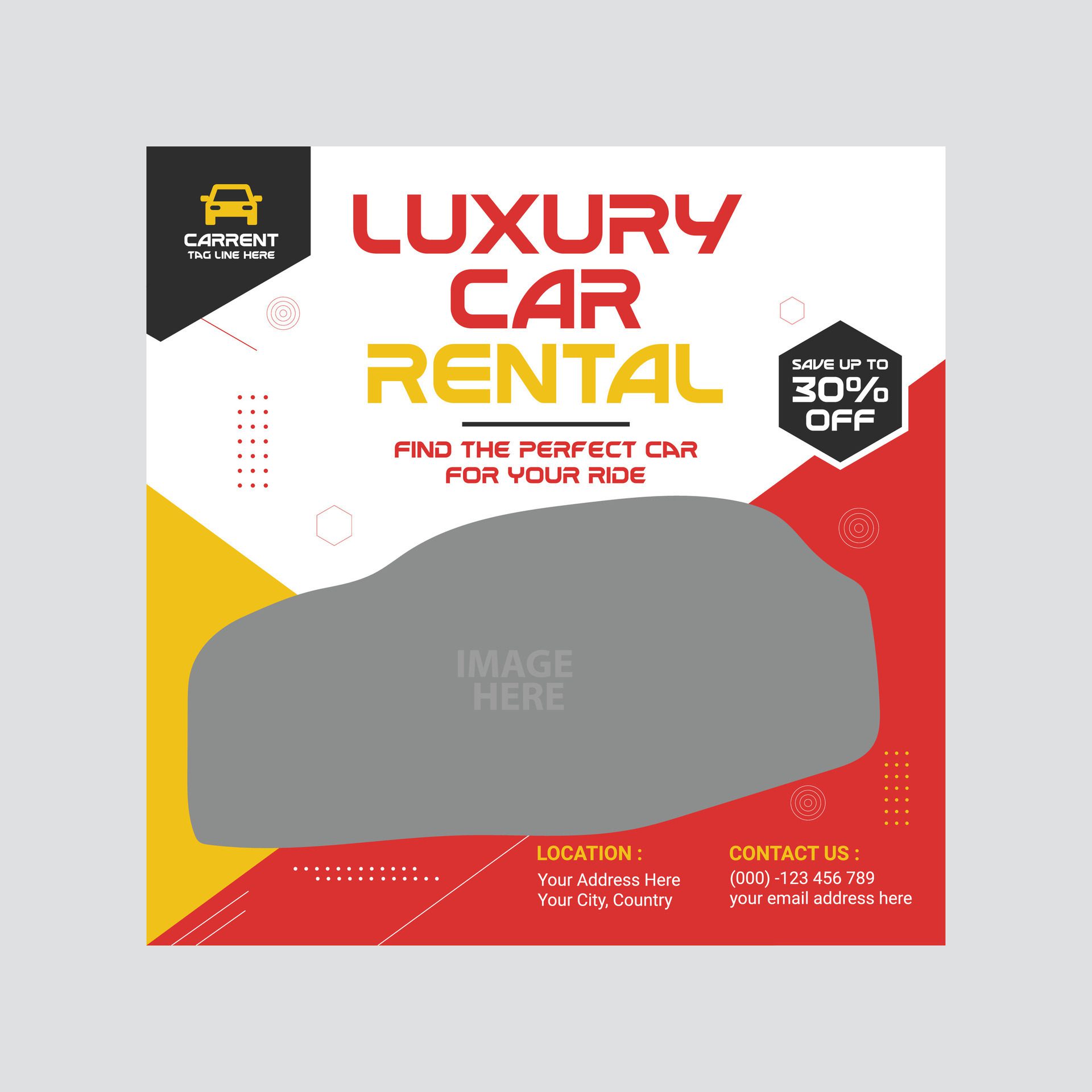 Car rental social media post template banner for promotion Free Vector