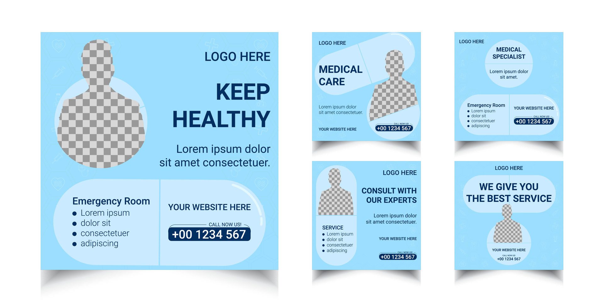 Healthcare medical banner and social media post template Free Vector