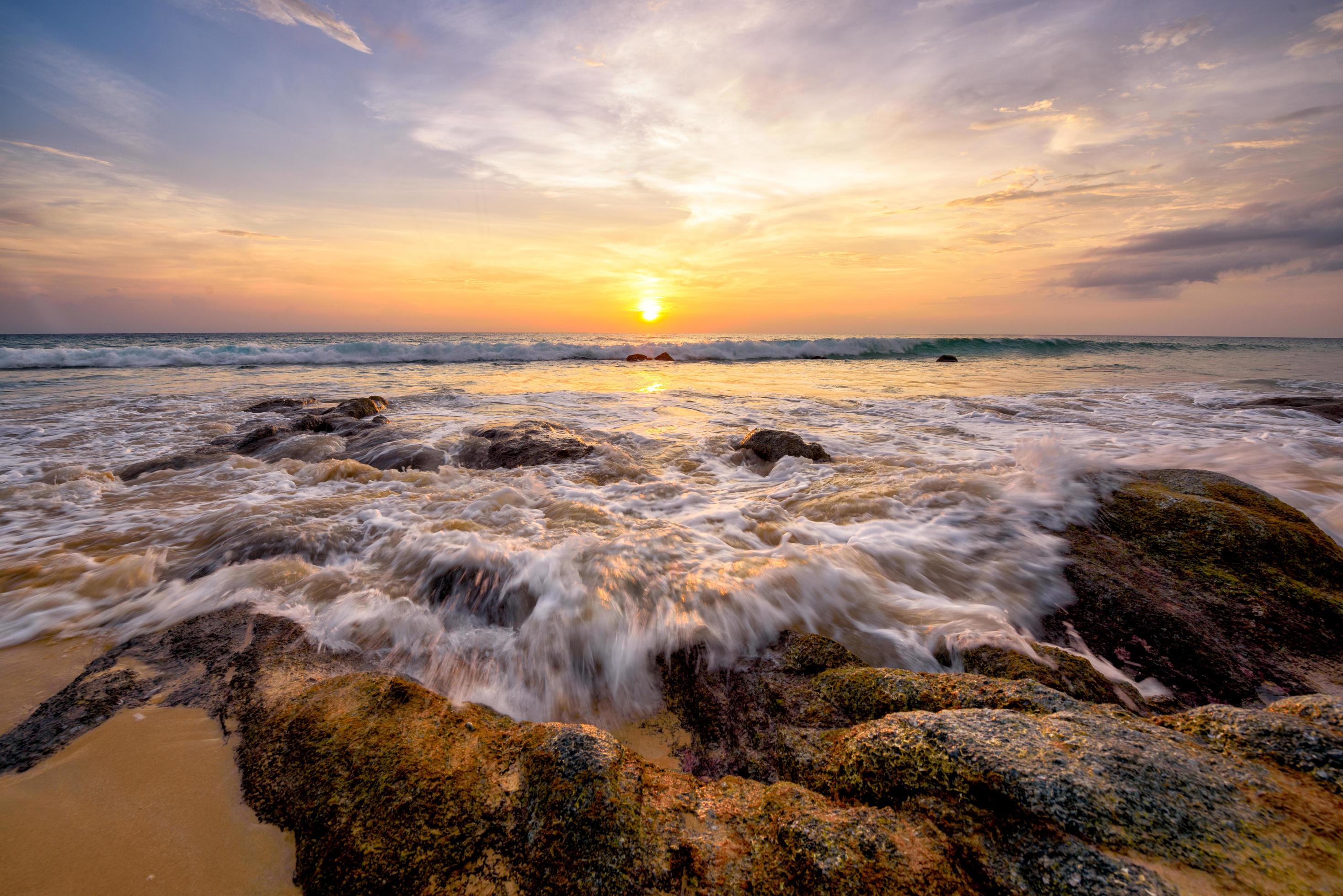 View of sunset at Phuket beach. Stock Free