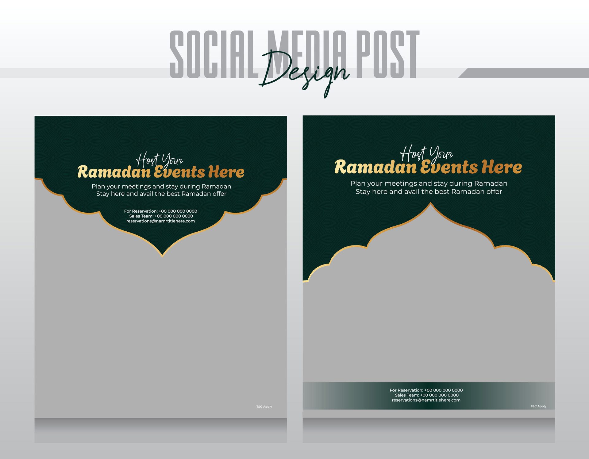 Eid festive hotel and resort social media post or web banner promo template Free Vector