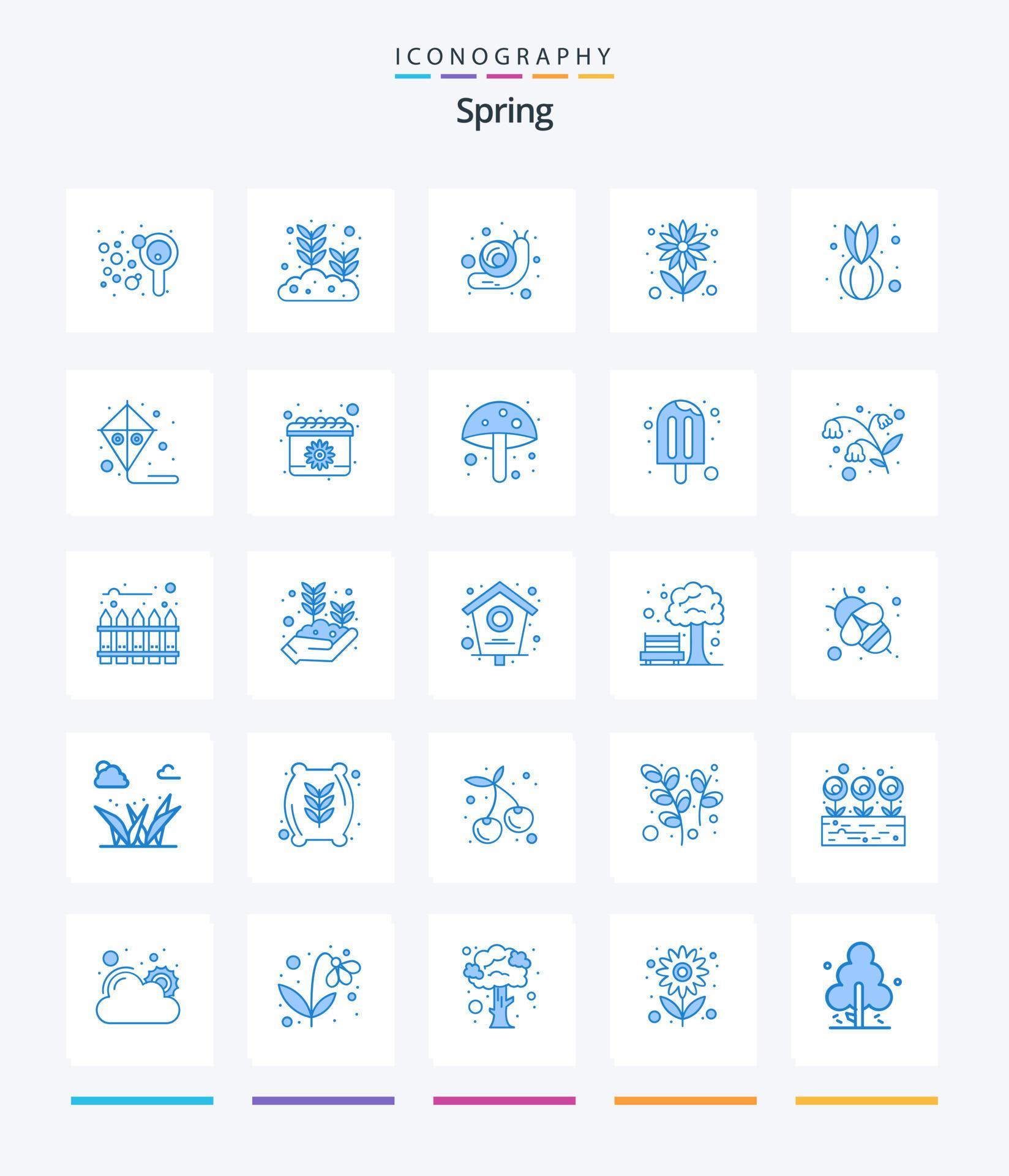 Creative Spring 25 Blue icon pack Such As vegetable. food. animal. sun flower. seed Stock Free