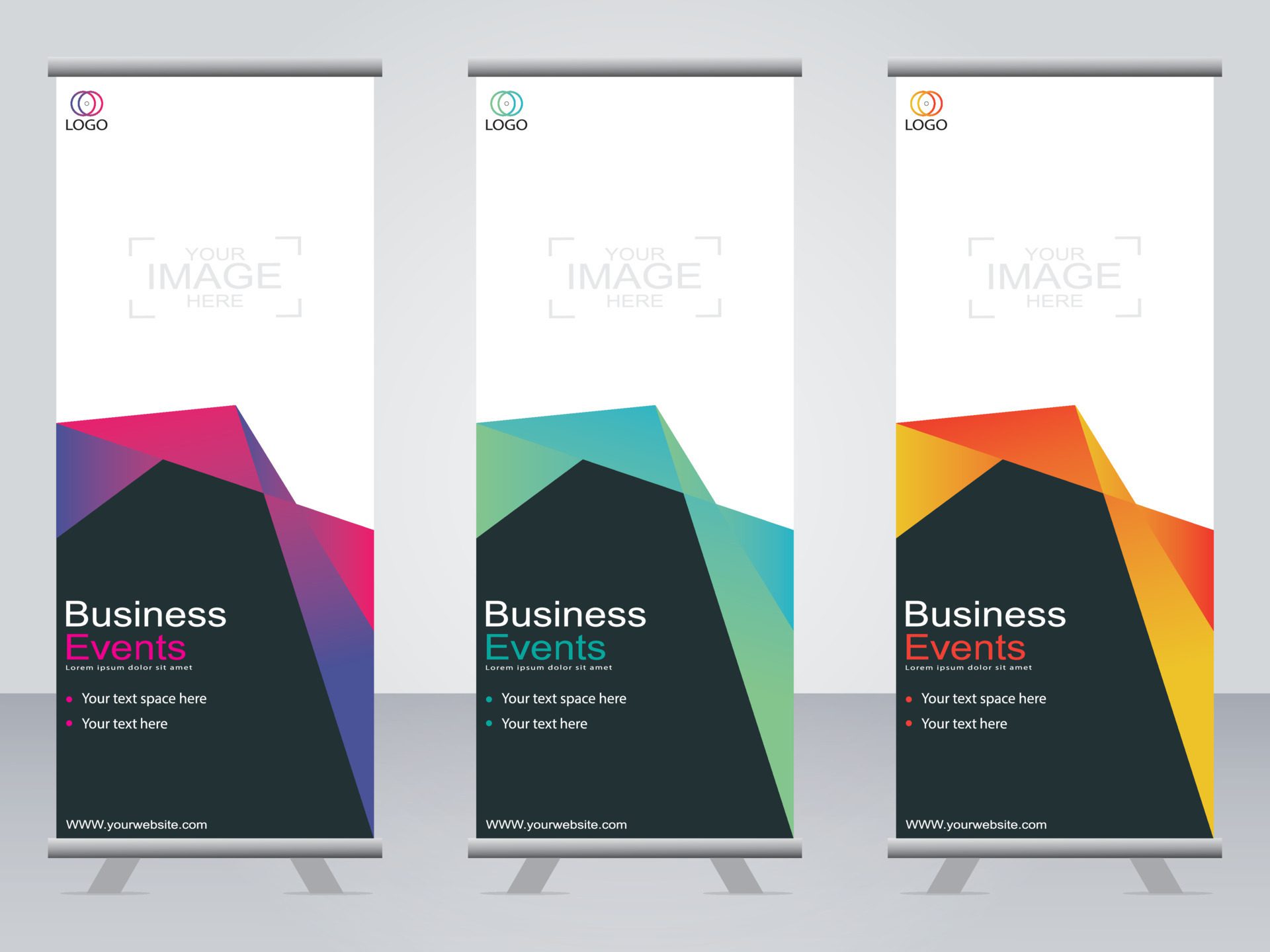 Business banner roll up set standee banner template. Free Vector