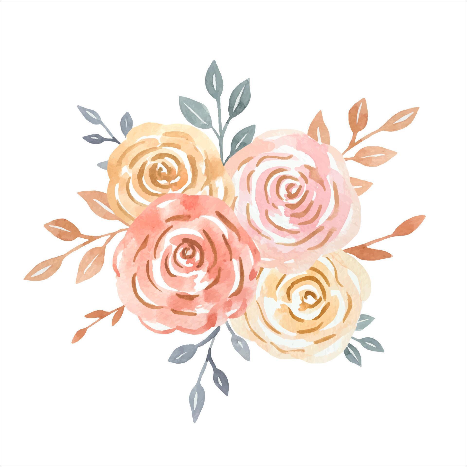 Hand drawn abstract watercolor flowers Stock Free