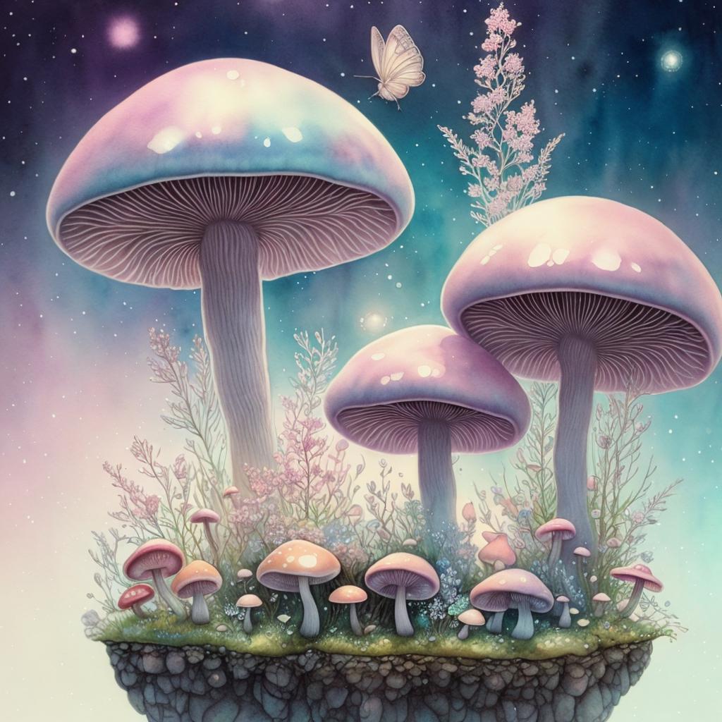 Close-up, shrooms with a by @ai_generated