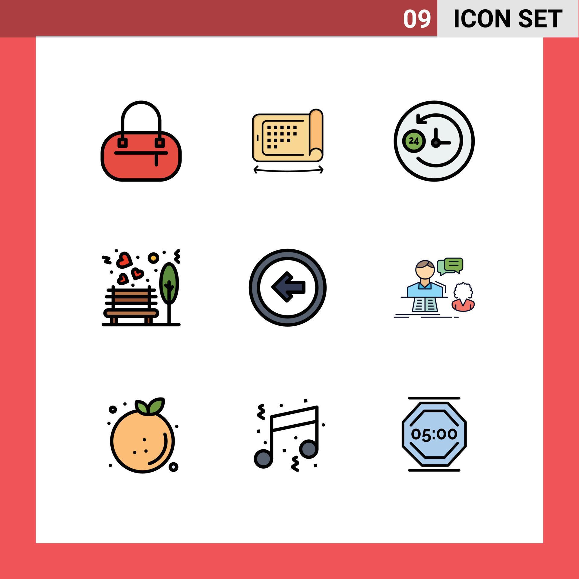 Set of 9 Modern UI Icons Symbols Signs for user interface button support arrow park Editable Vector Design Elements Stock Free